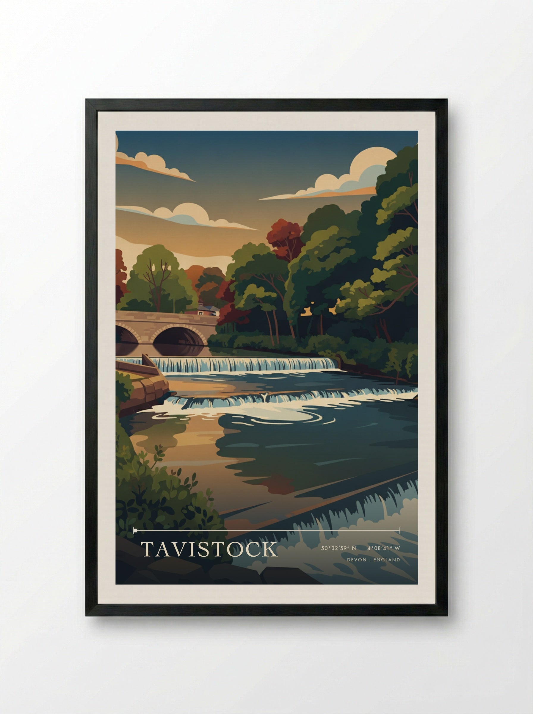 Tavistock Devon England Travel Poster - Framed Print Black