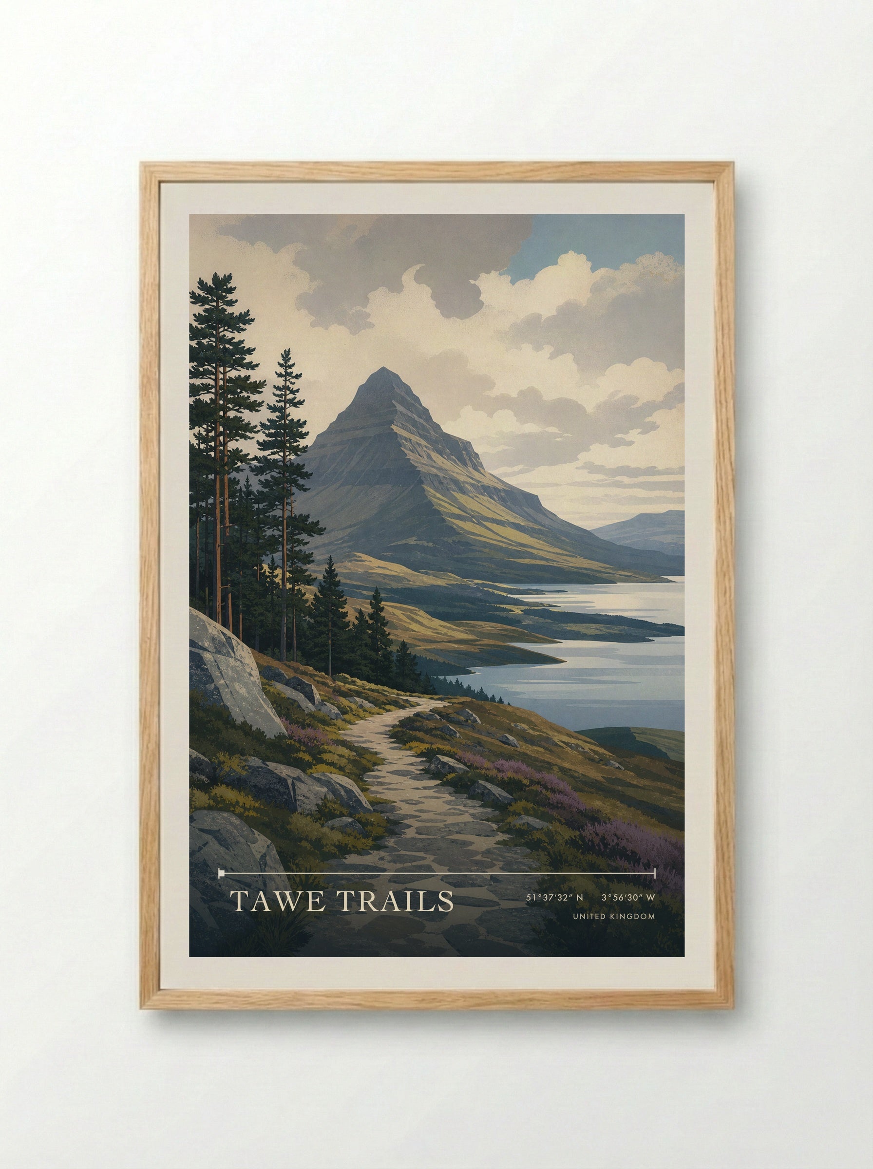 Tawe Trails United Kingdom Travel Poster - Framed Print Wood