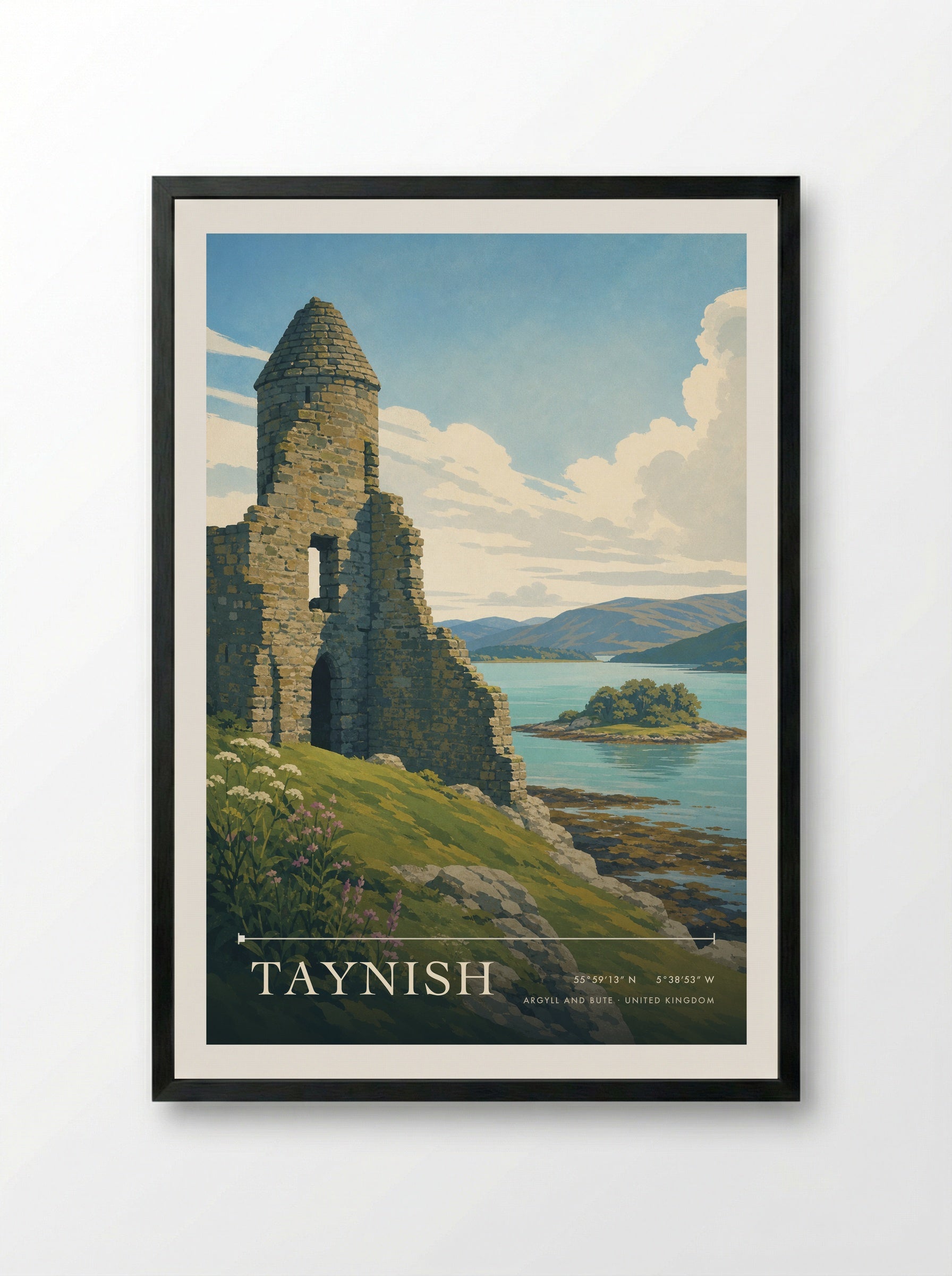 Taynish Argyll and Bute United Kingdom Travel Poster - Framed Print Black