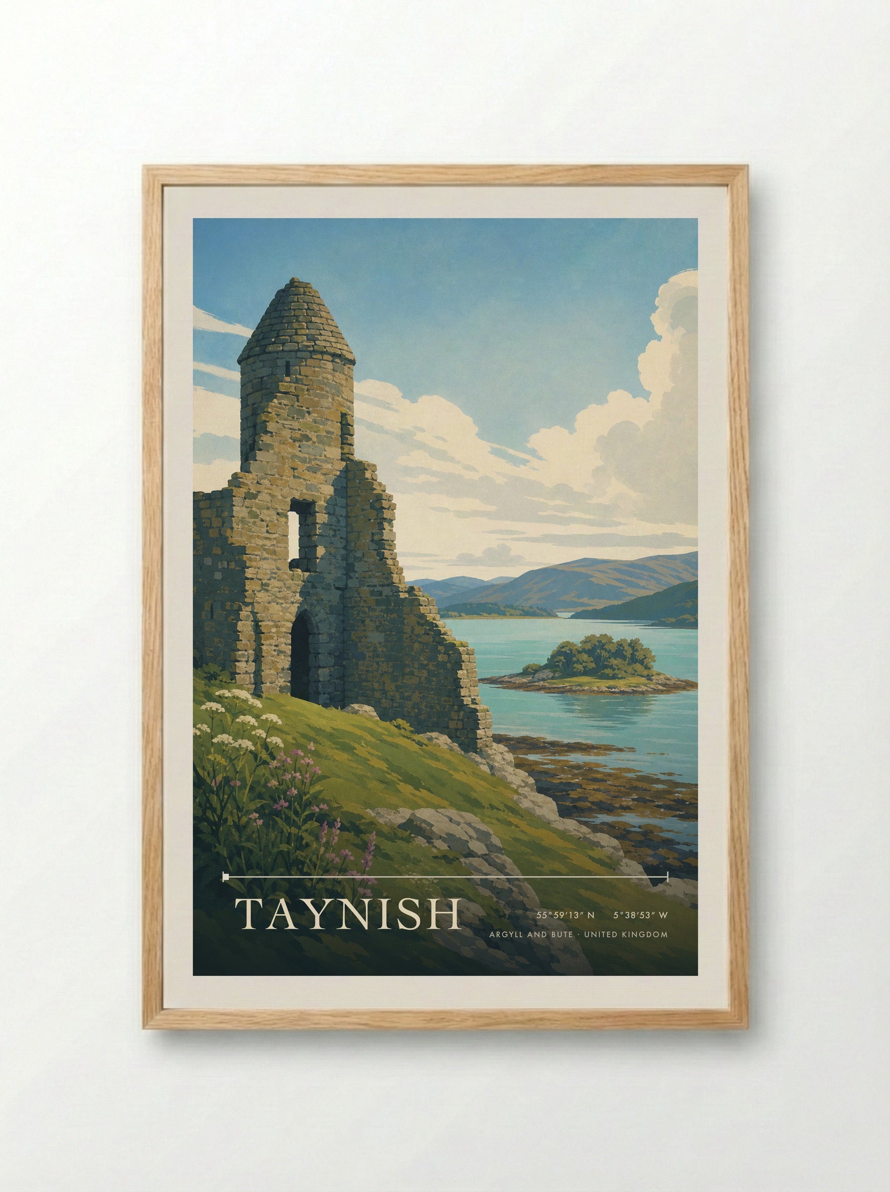 Taynish Argyll and Bute United Kingdom Travel Poster - Framed Print Wood