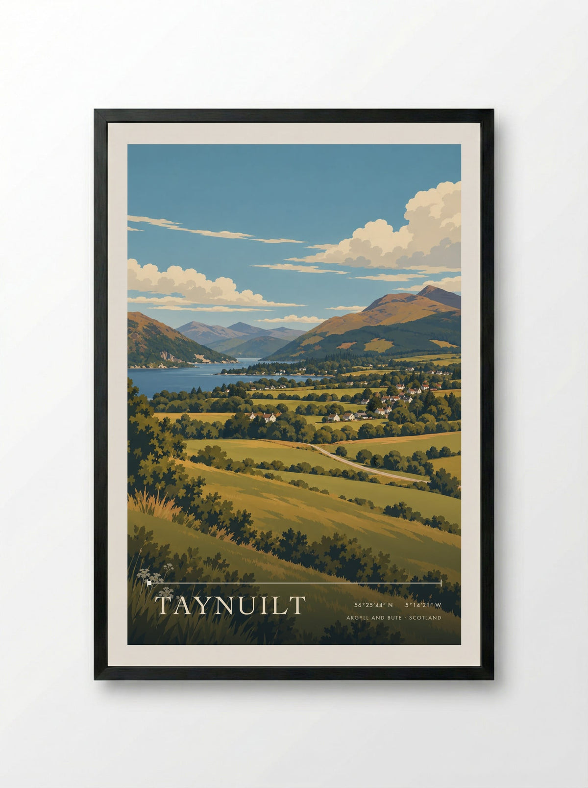 Taynuilt, Argyll and Bute | Travel Poster - Framed Print Black