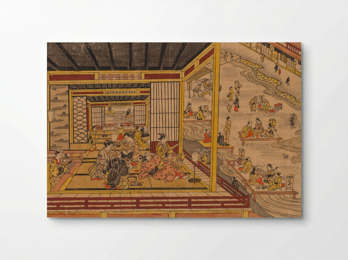 Tea House Beside the Kamo River in Kyoto - Nishimura Shigenaga - Poster