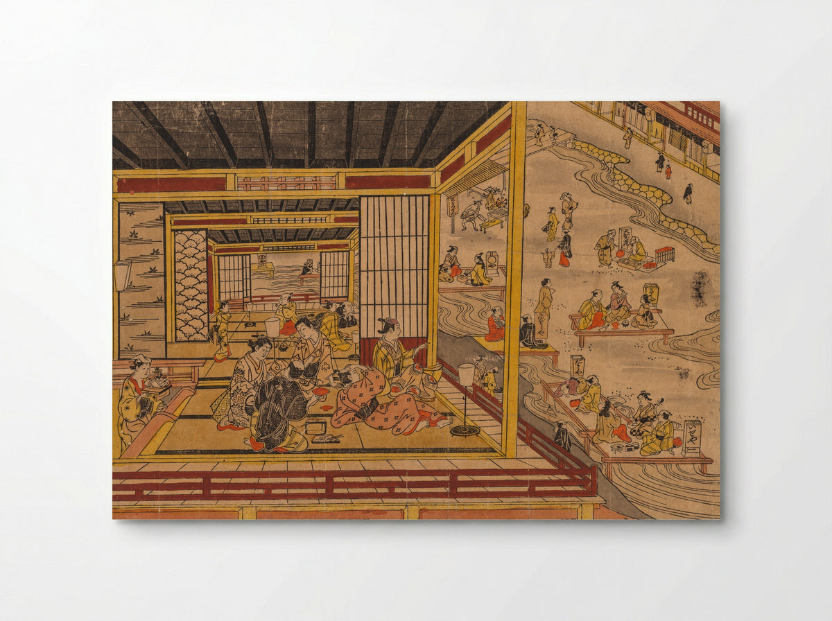 Tea House Beside the Kamo River in Kyoto - Nishimura Shigenaga - Poster