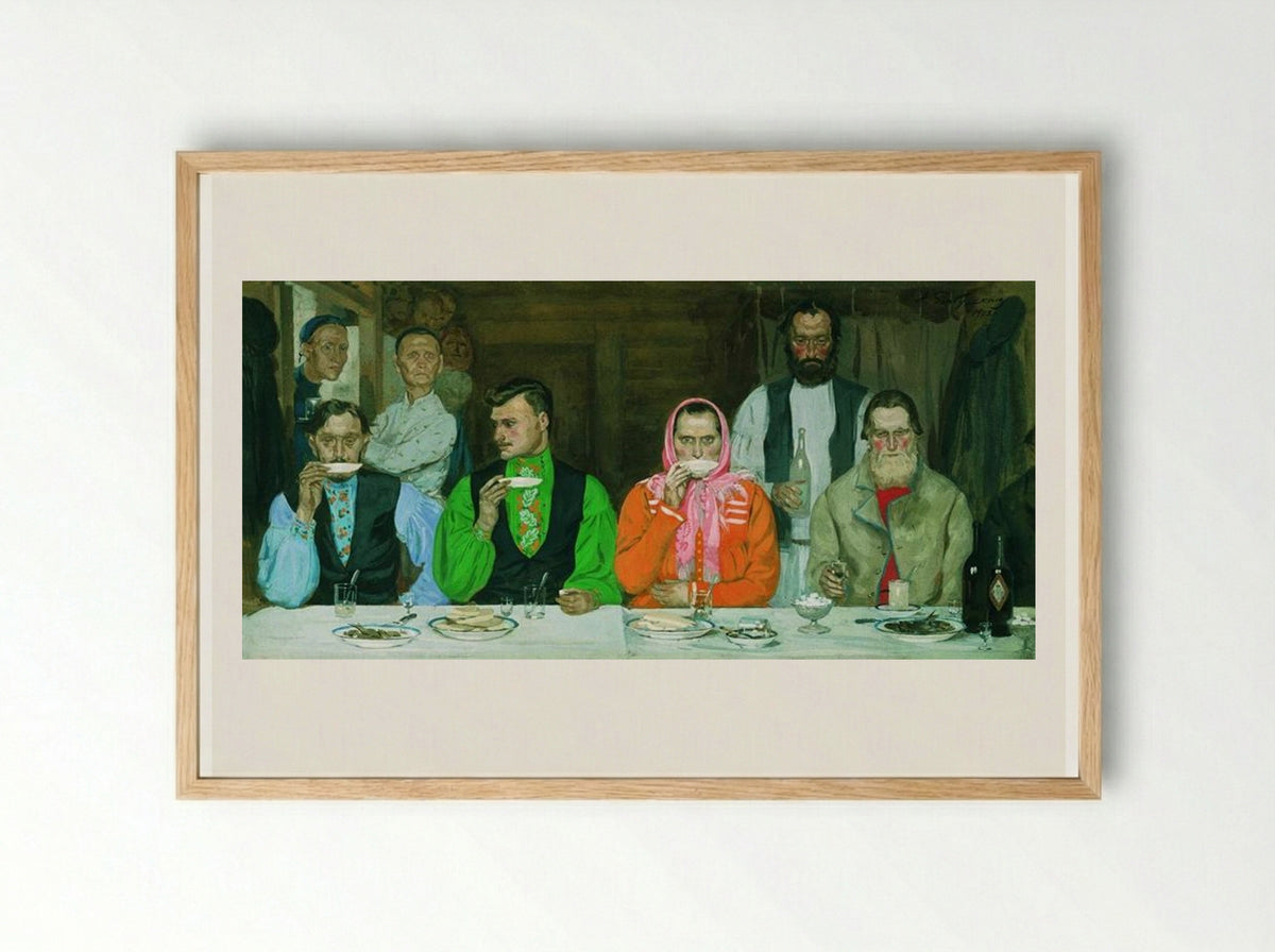 Tea Party - Andrei Ryabushkin - Framed Print Wood