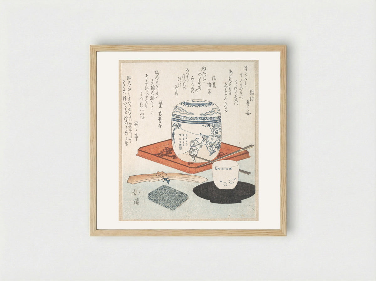 Tea Things - Totoya Hokkei - Framed Print Wood
