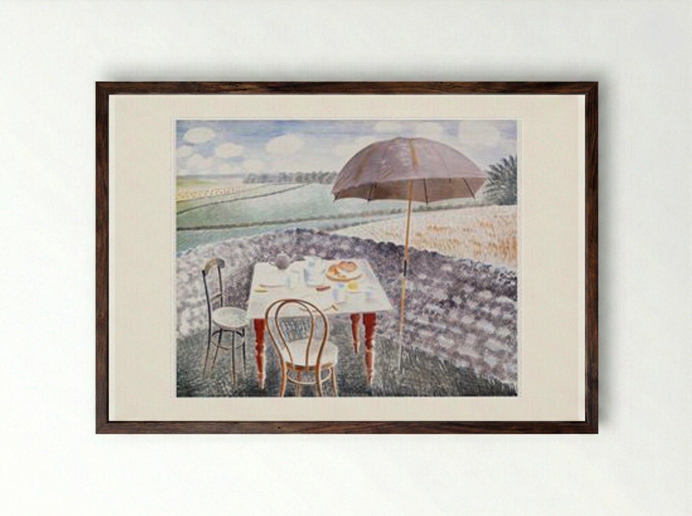 Tea at Furlongs - Eric Ravilious - Framed Print Dark Wood