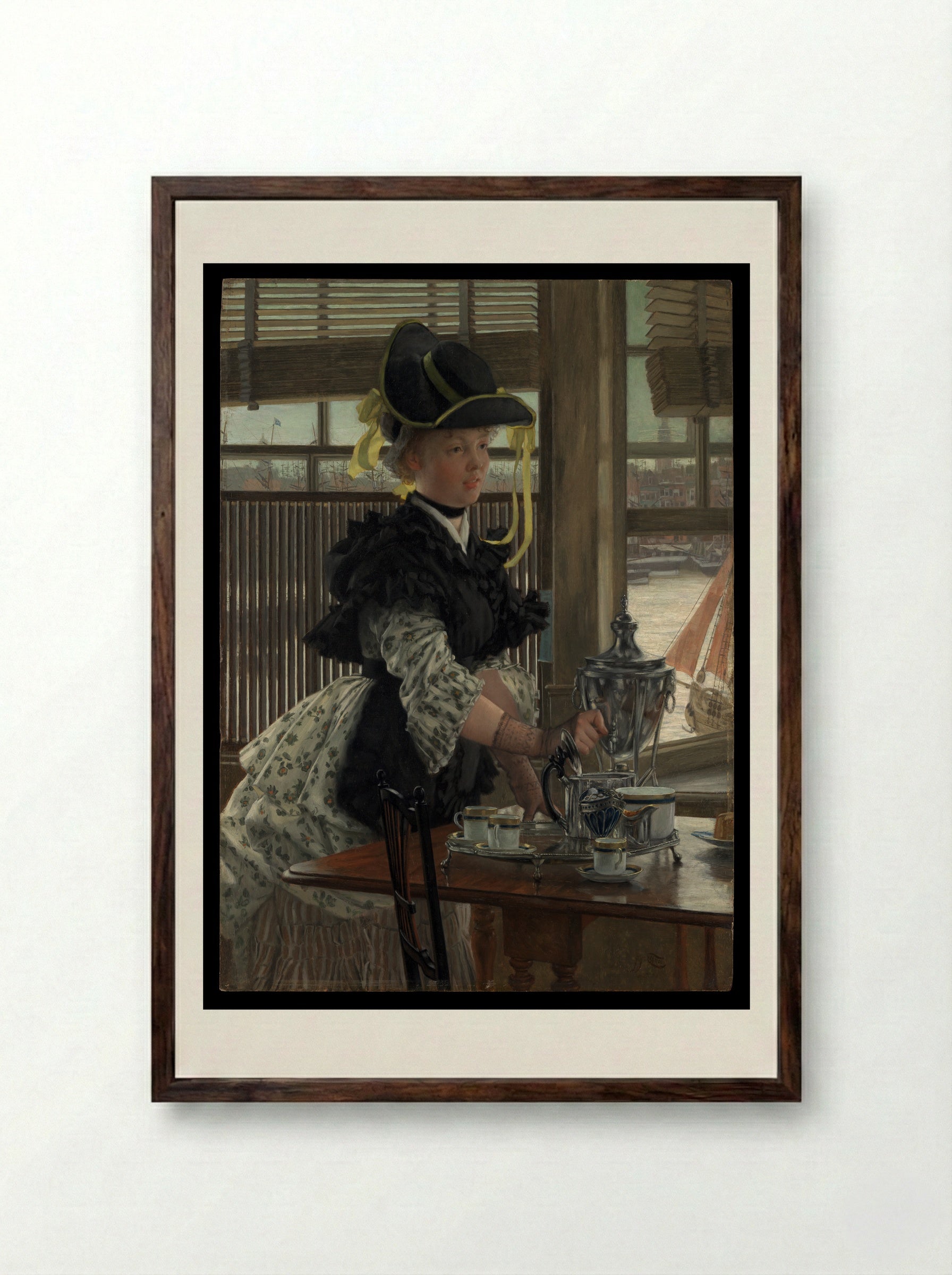 Tea - James Tissot - Framed Print Dark Wood