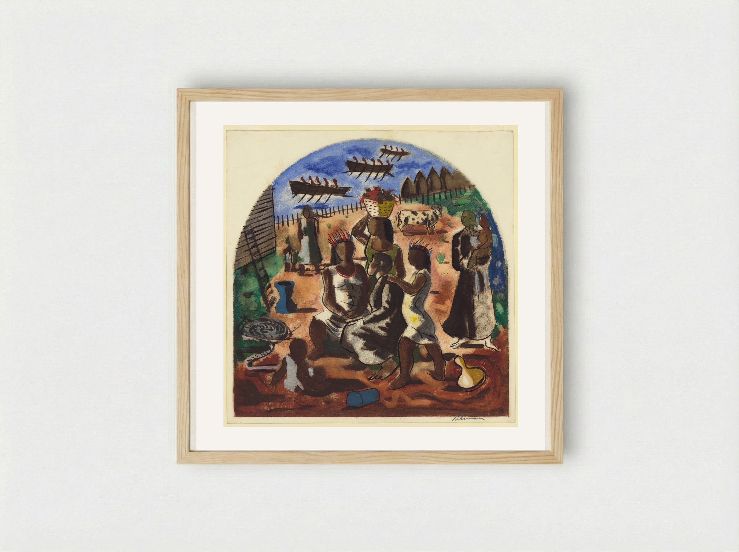 Teaching of the Indians - Candido Portinari - Framed Print Wood