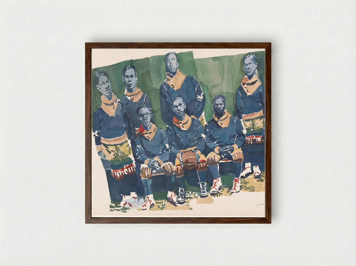 Team - Richard Foster Yarde - Framed Print Dark Wood