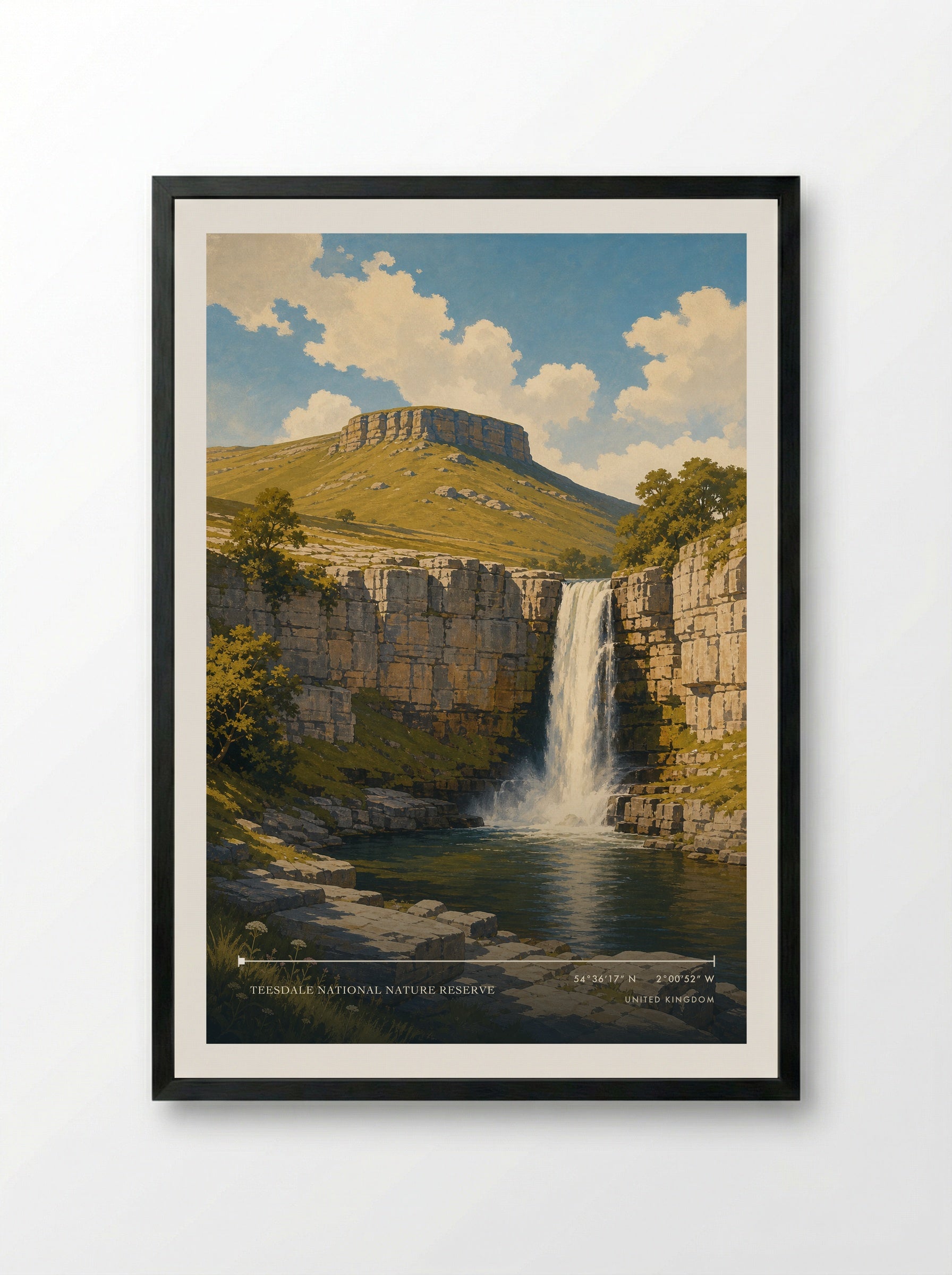 Teesdale National Nature Reserve United Kingdom Travel Poster - Framed Print Black