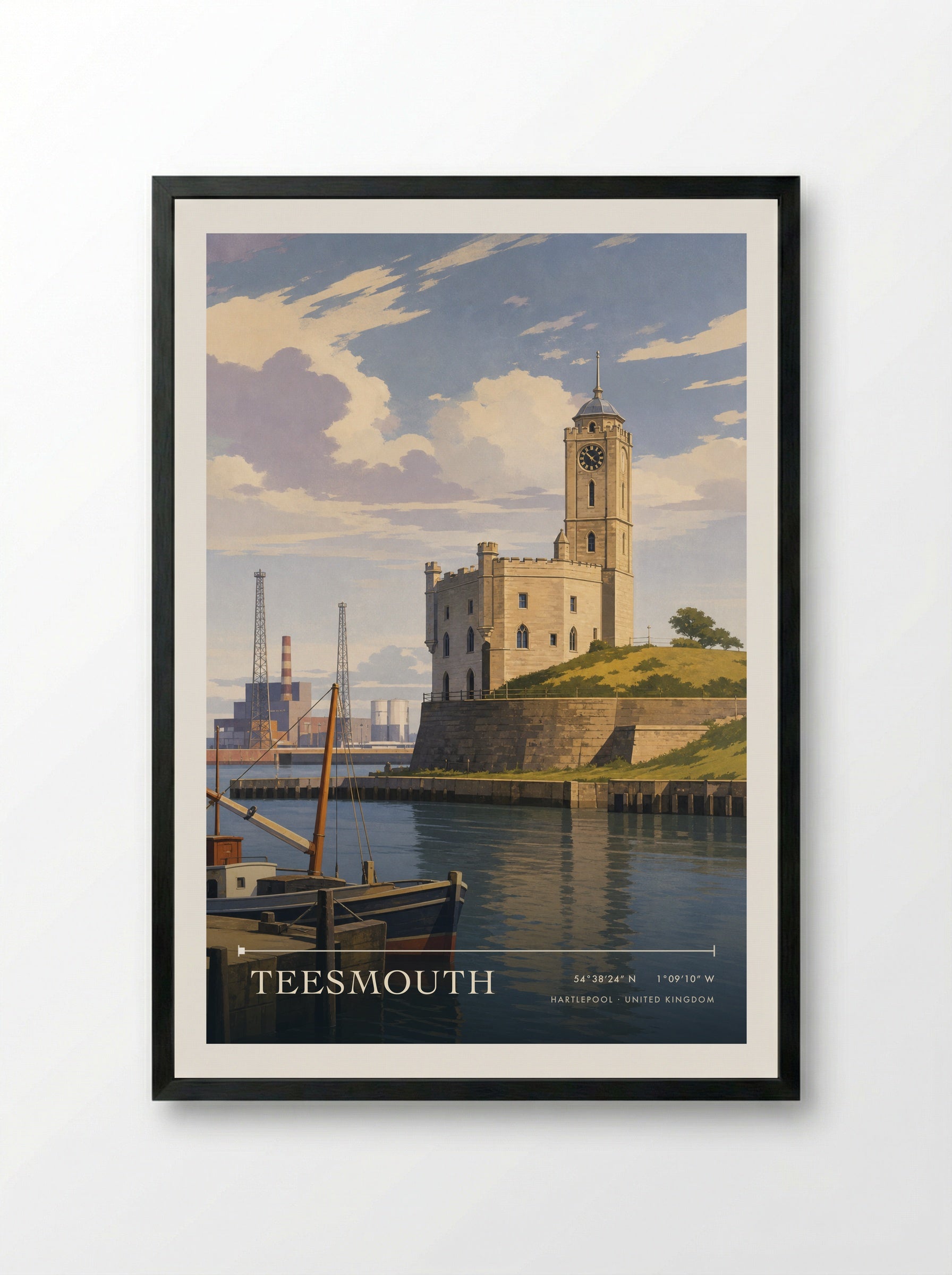 Teesmouth Hartlepool United Kingdom Travel Poster - Framed Print Black