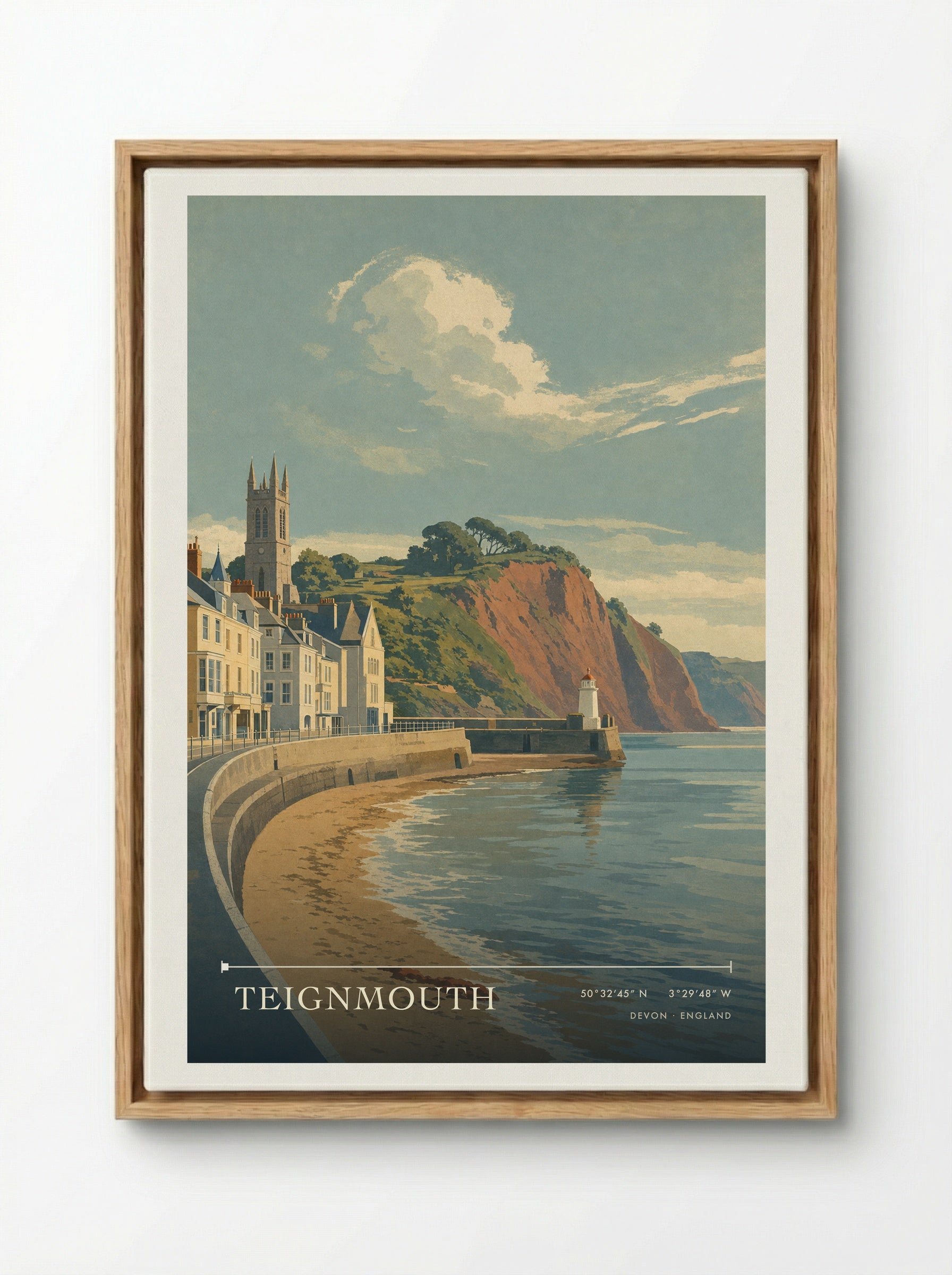 Teignmouth Devon England Travel Poster - Framed Canvas Wood