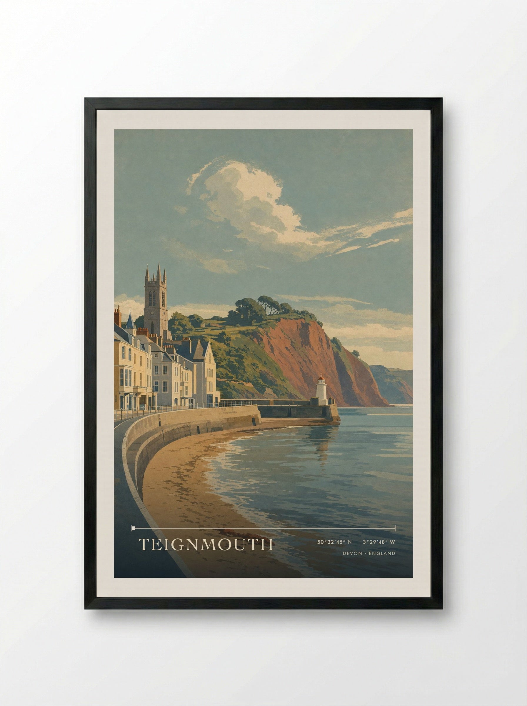 Teignmouth Devon England Travel Poster - Framed Print Black