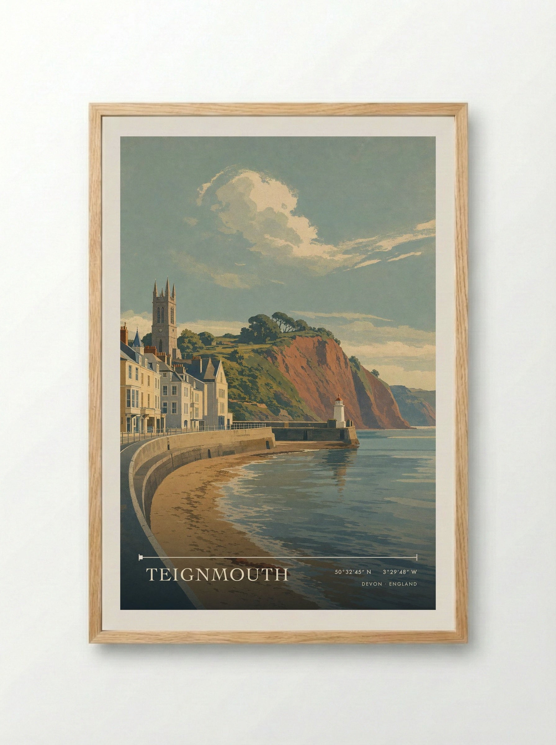 Teignmouth Devon England Travel Poster - Framed Print Wood