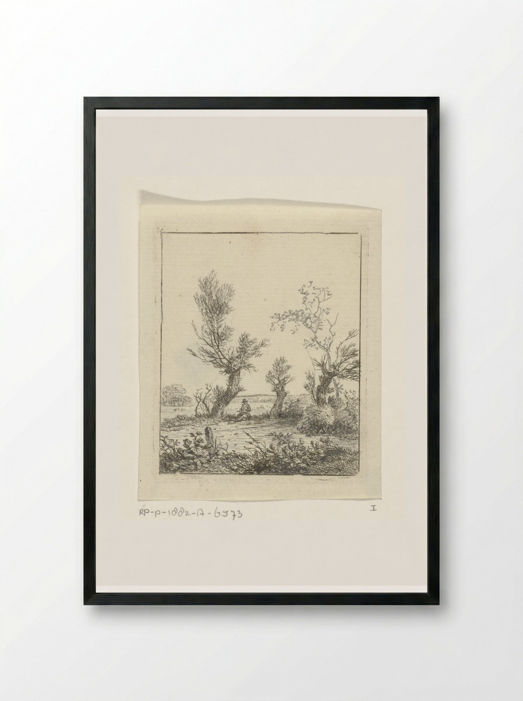 Tekenaar tussen wilgen - Hermanus Fock - Framed Print Black