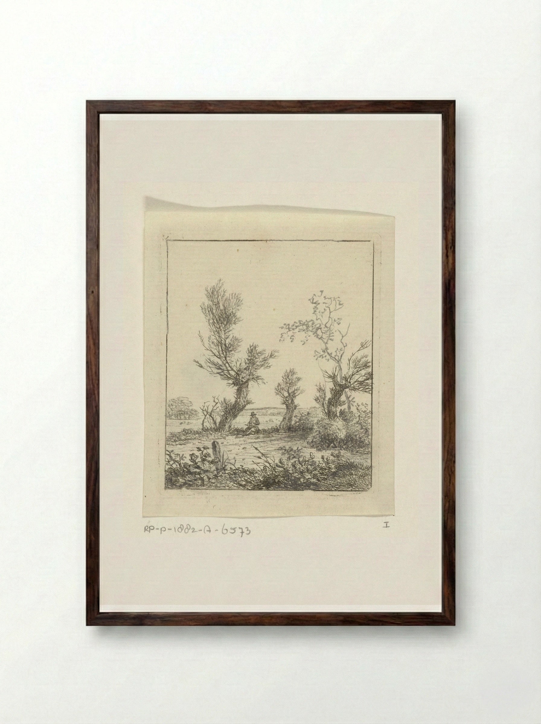 Tekenaar tussen wilgen - Hermanus Fock - Framed Print Dark Wood