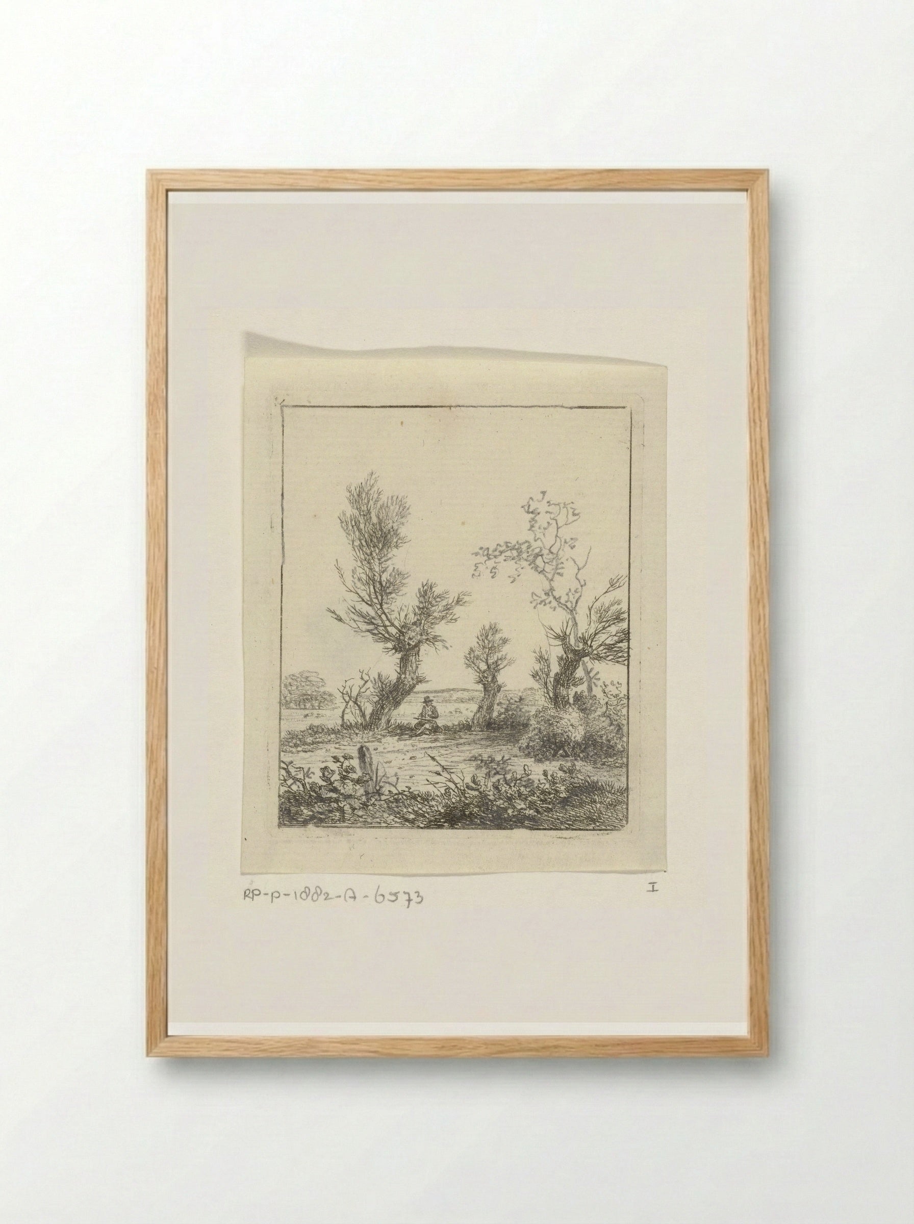 Tekenaar tussen wilgen - Hermanus Fock - Framed Print Wood