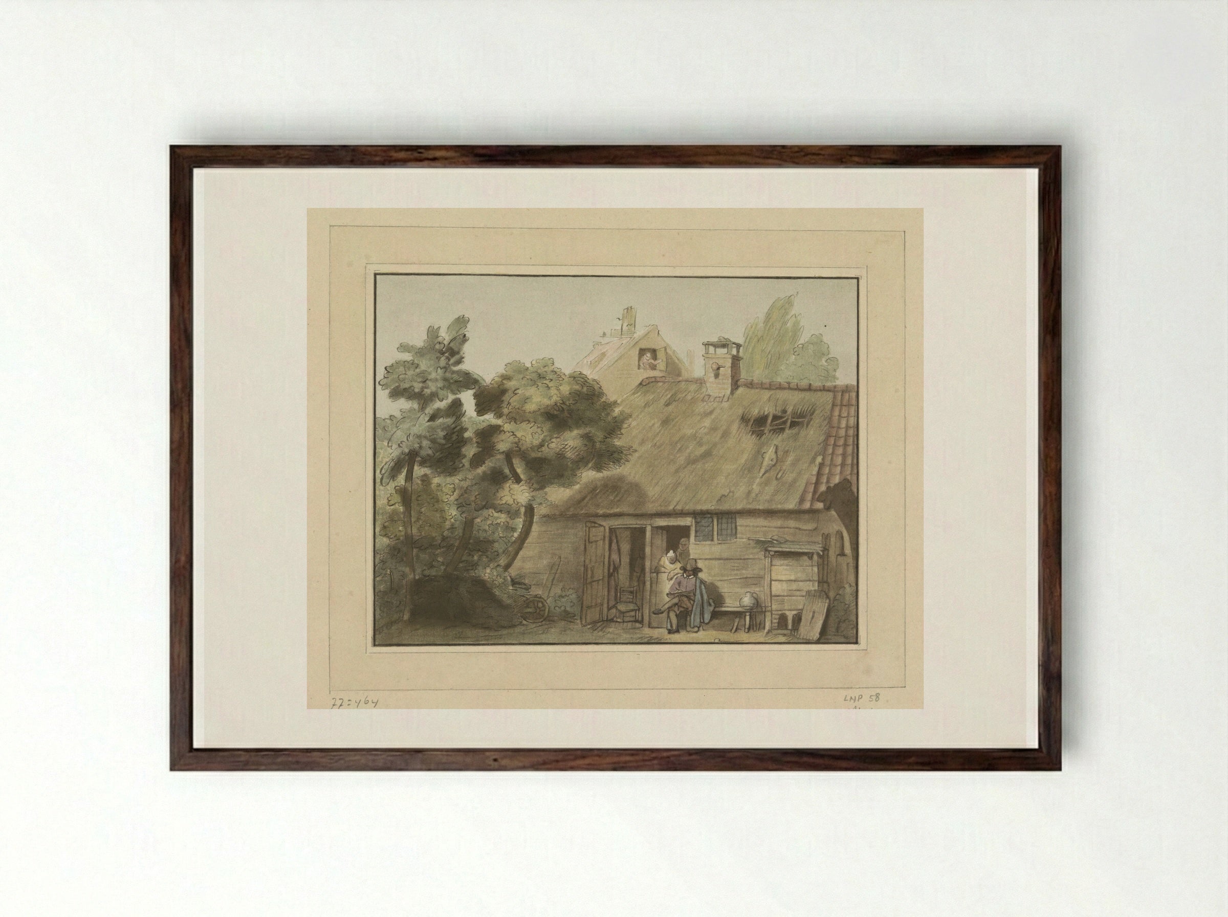 Tekenaar voor boerderij - Cornelis Ploos van Amstel - Framed Print Dark Wood