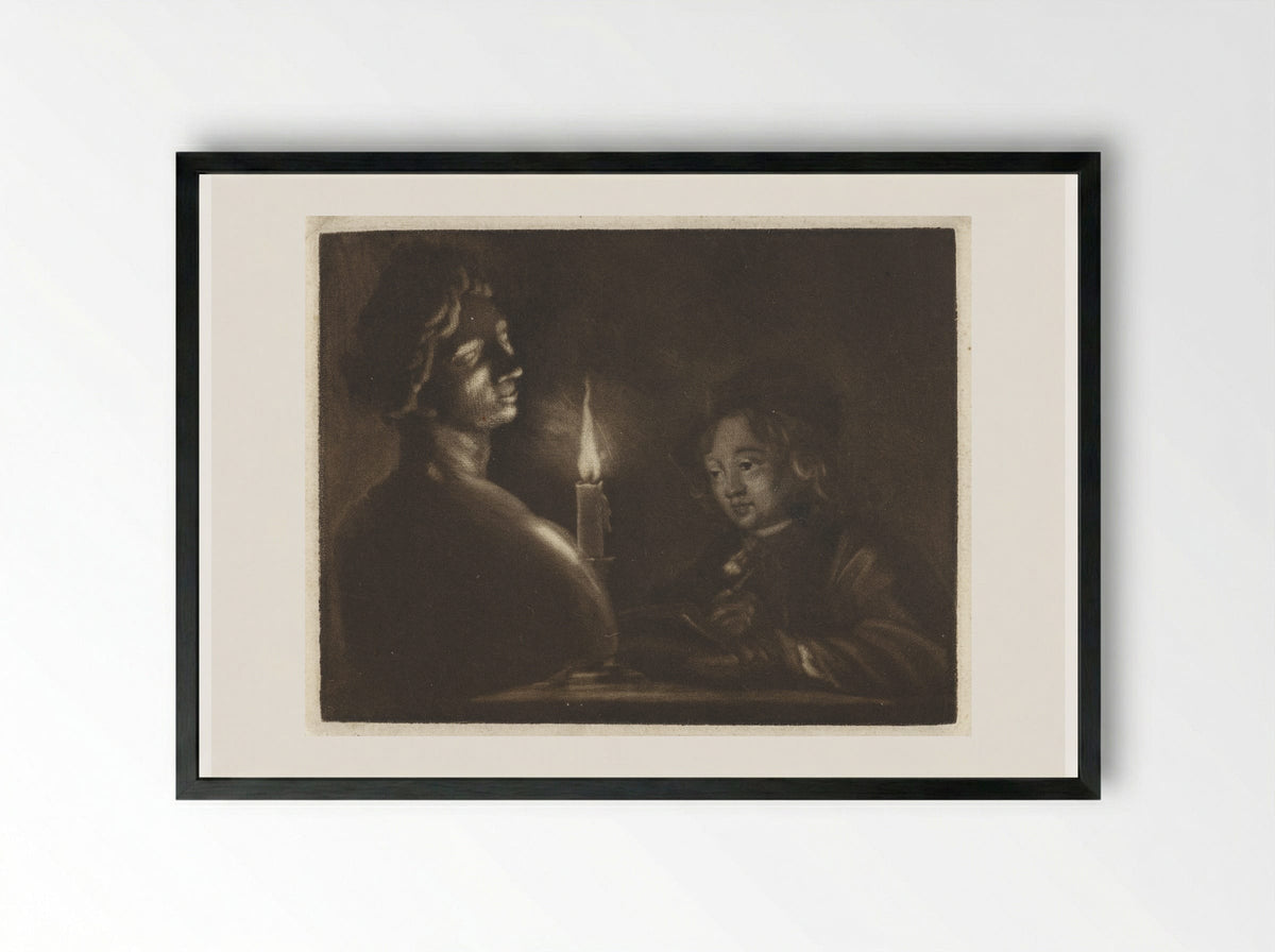 Tekenende jongen - Aert Schouman - Framed Print Black