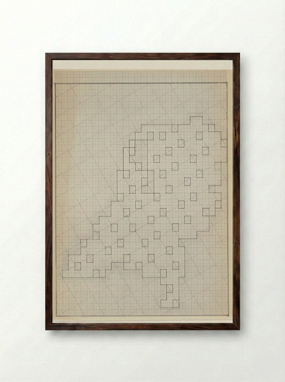 Tekening van Nederland op rasterpapier - Reinjan Mulder - Framed Print Dark Wood