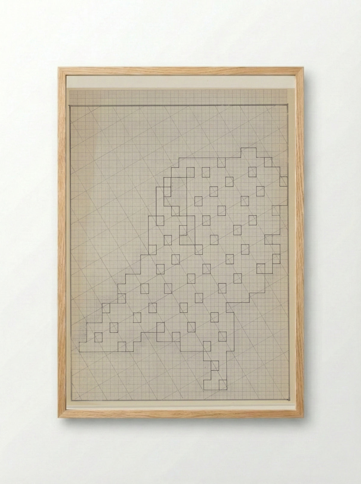 Tekening van Nederland op rasterpapier - Reinjan Mulder - Framed Print Wood