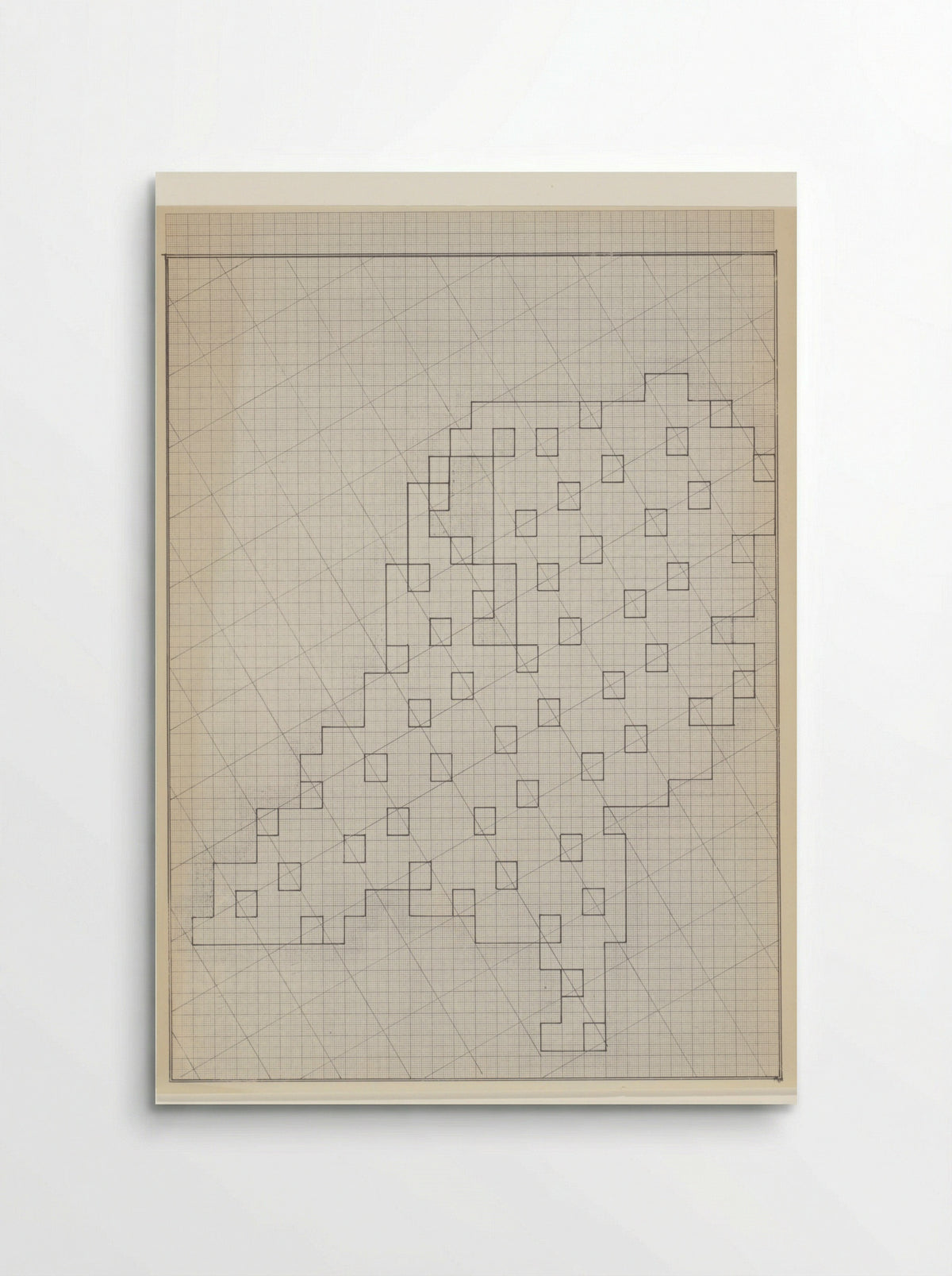 Tekening van Nederland op rasterpapier - Reinjan Mulder - Poster