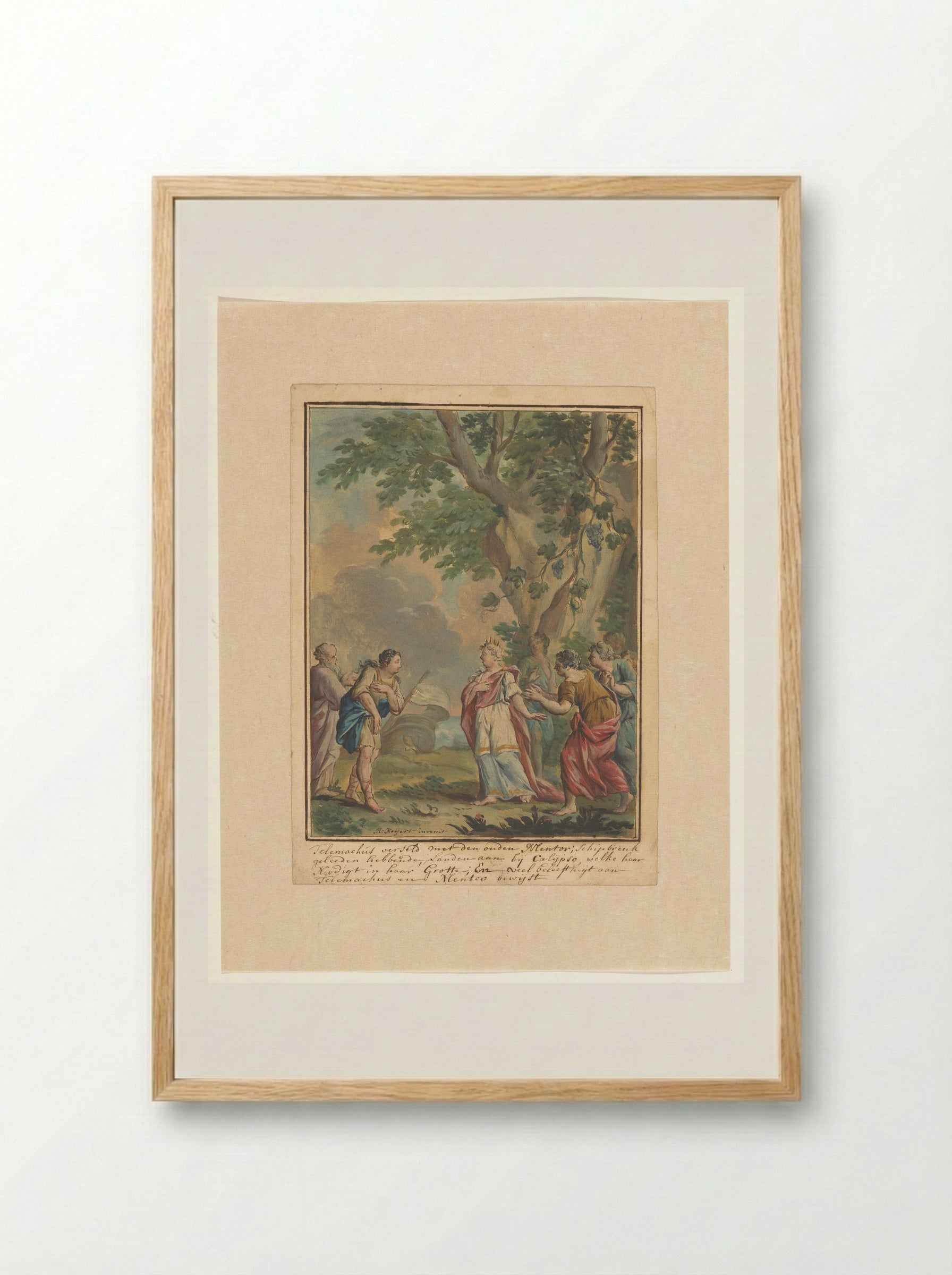 Telemachus and Mentor Arriving at the Grotto of Calypso - Rienk Keyert - Framed Print Wood