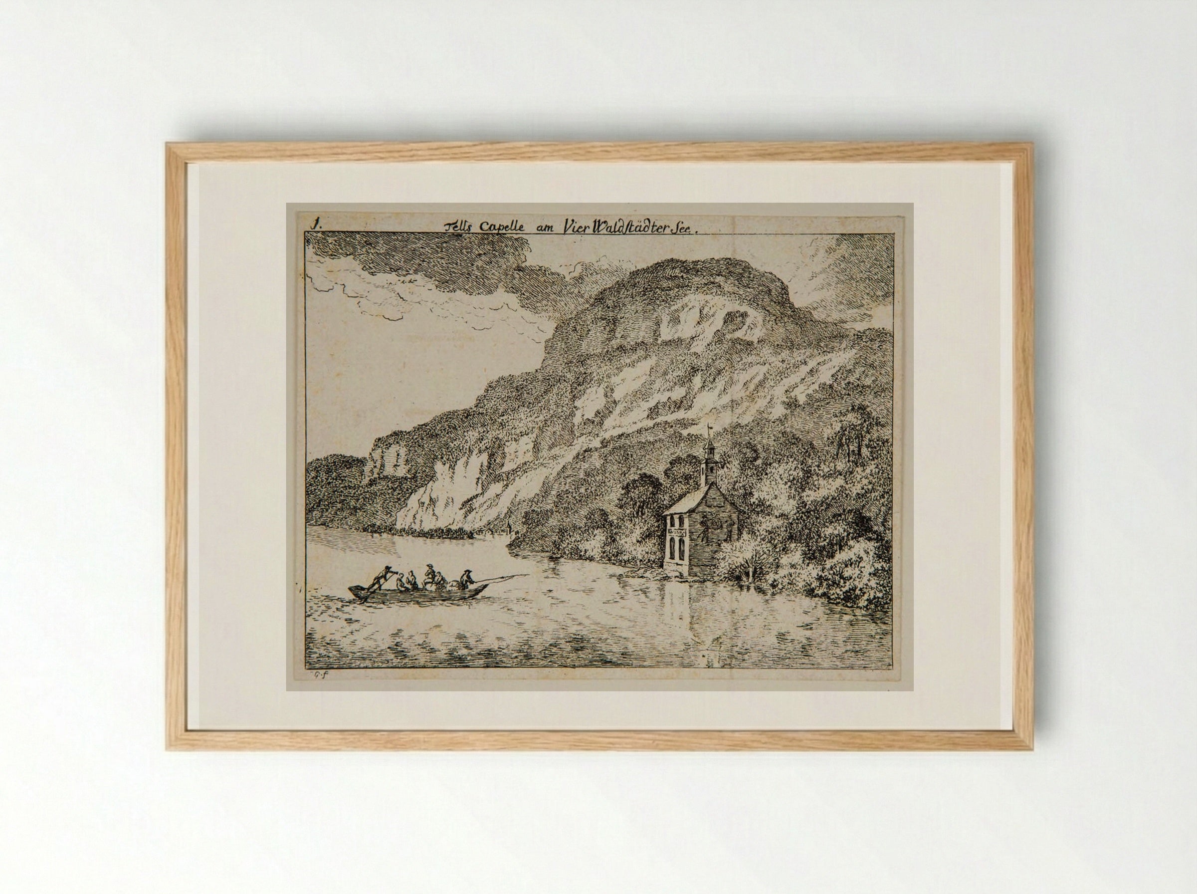 Tell's Chapel on Lake Lucerne - Salomon Gessner - Framed Print Wood