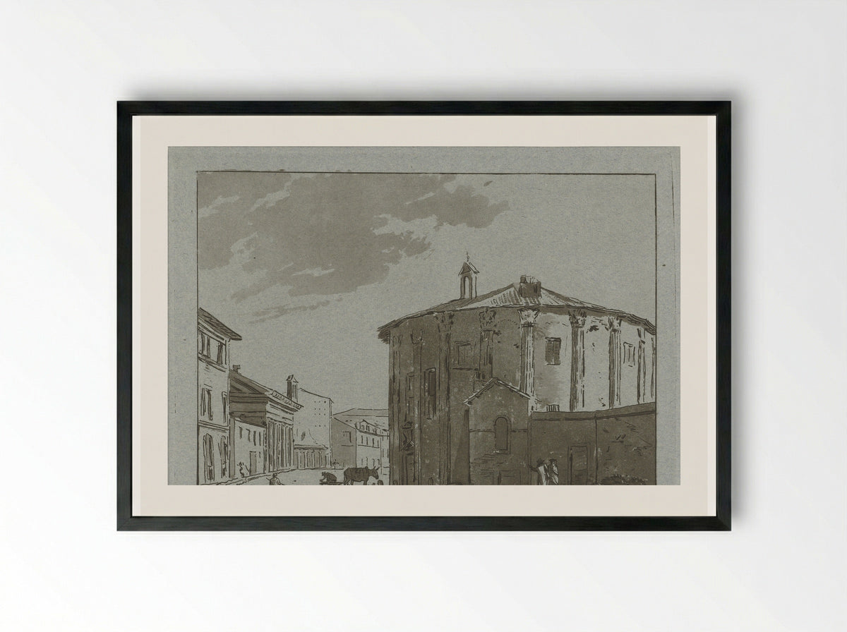 Tempel te Rome - Hermanus Fock - Framed Print Black