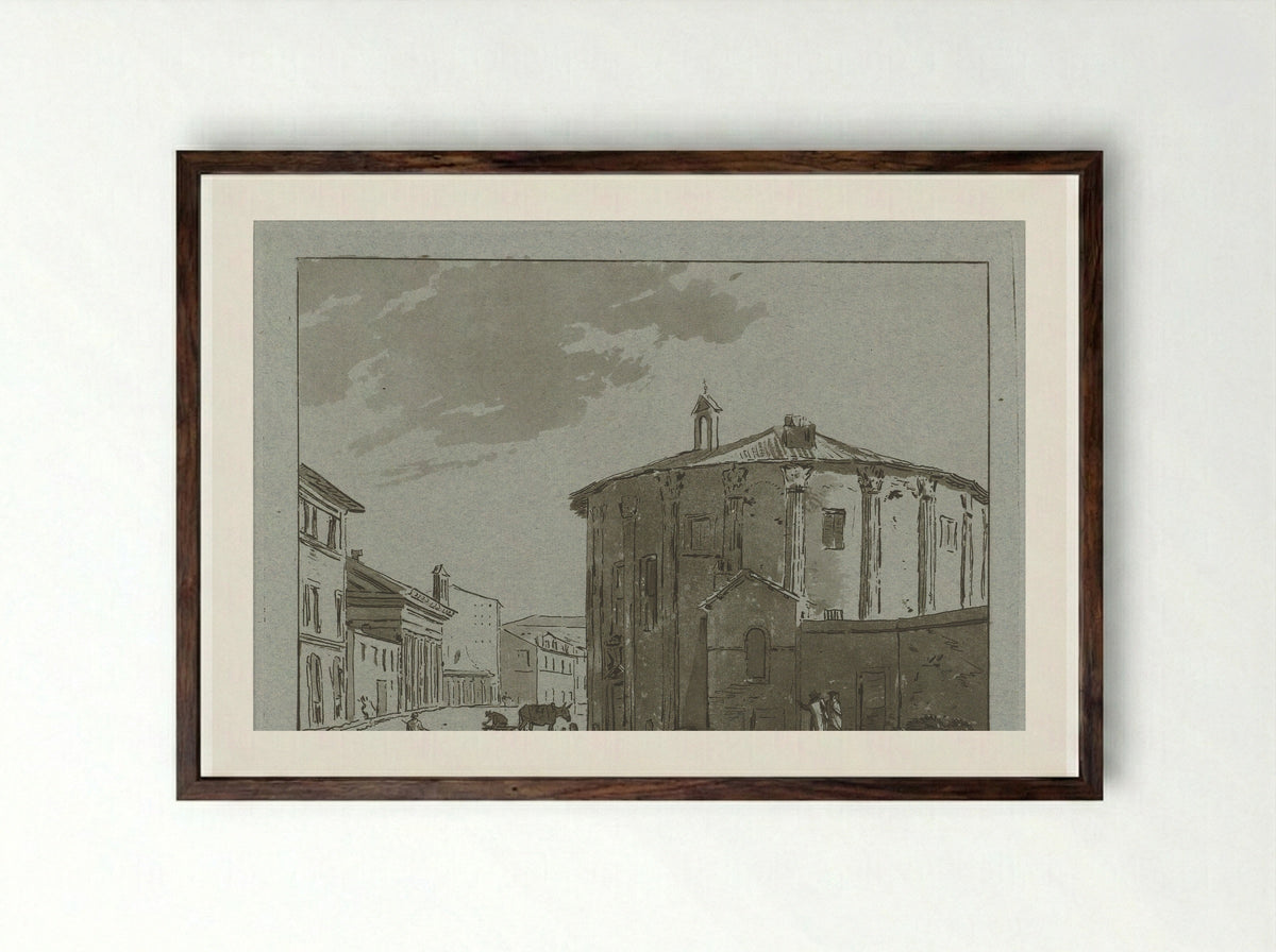 Tempel te Rome - Hermanus Fock - Framed Print Dark Wood