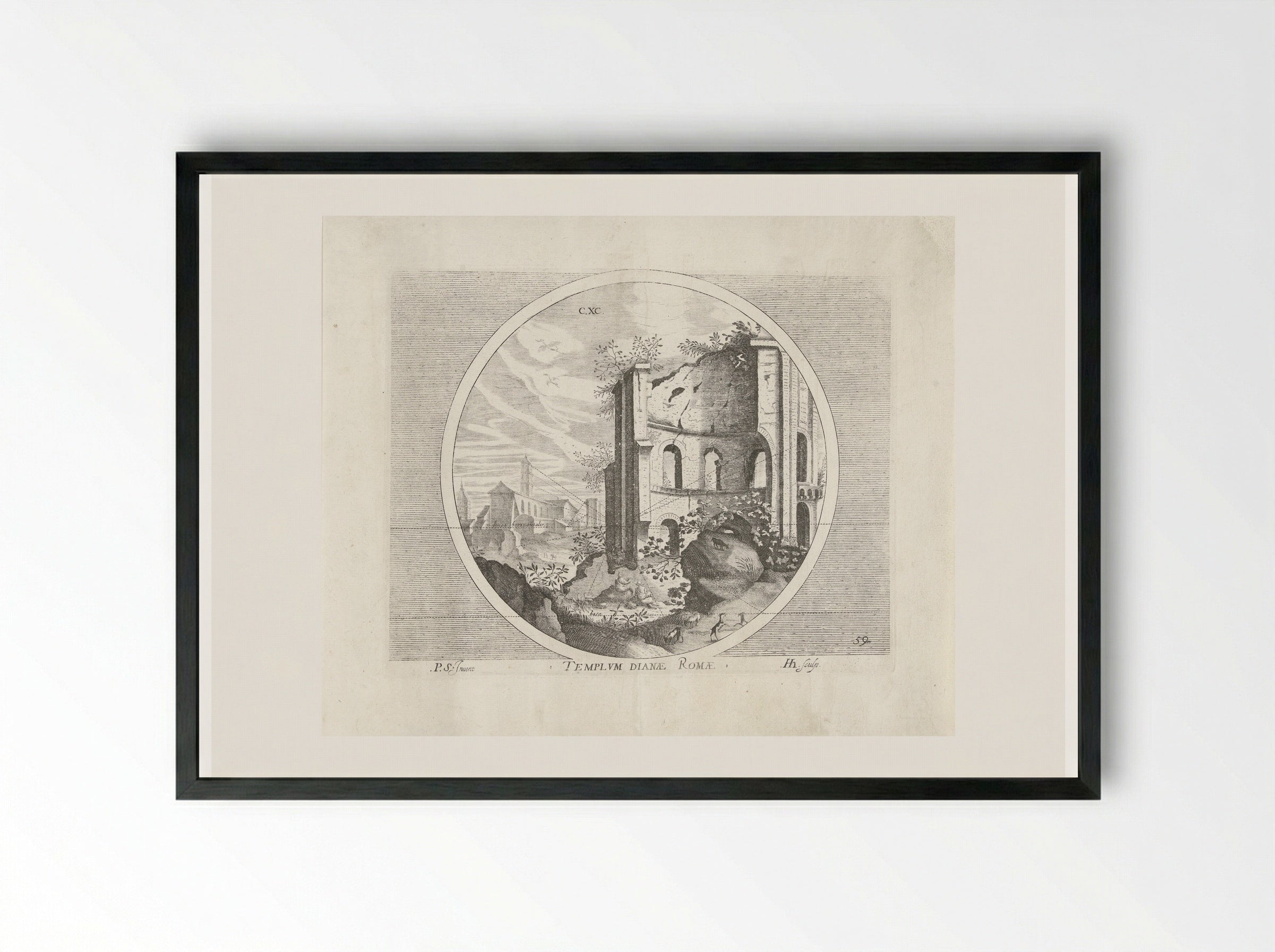 Tempel van Diana - Hendrick Hondius (I) - Framed Print Black