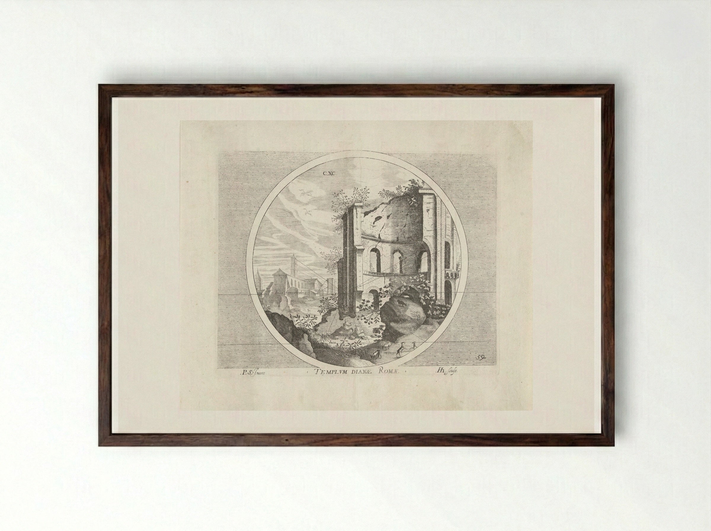 Tempel van Diana - Hendrick Hondius (I) - Framed Print Dark Wood