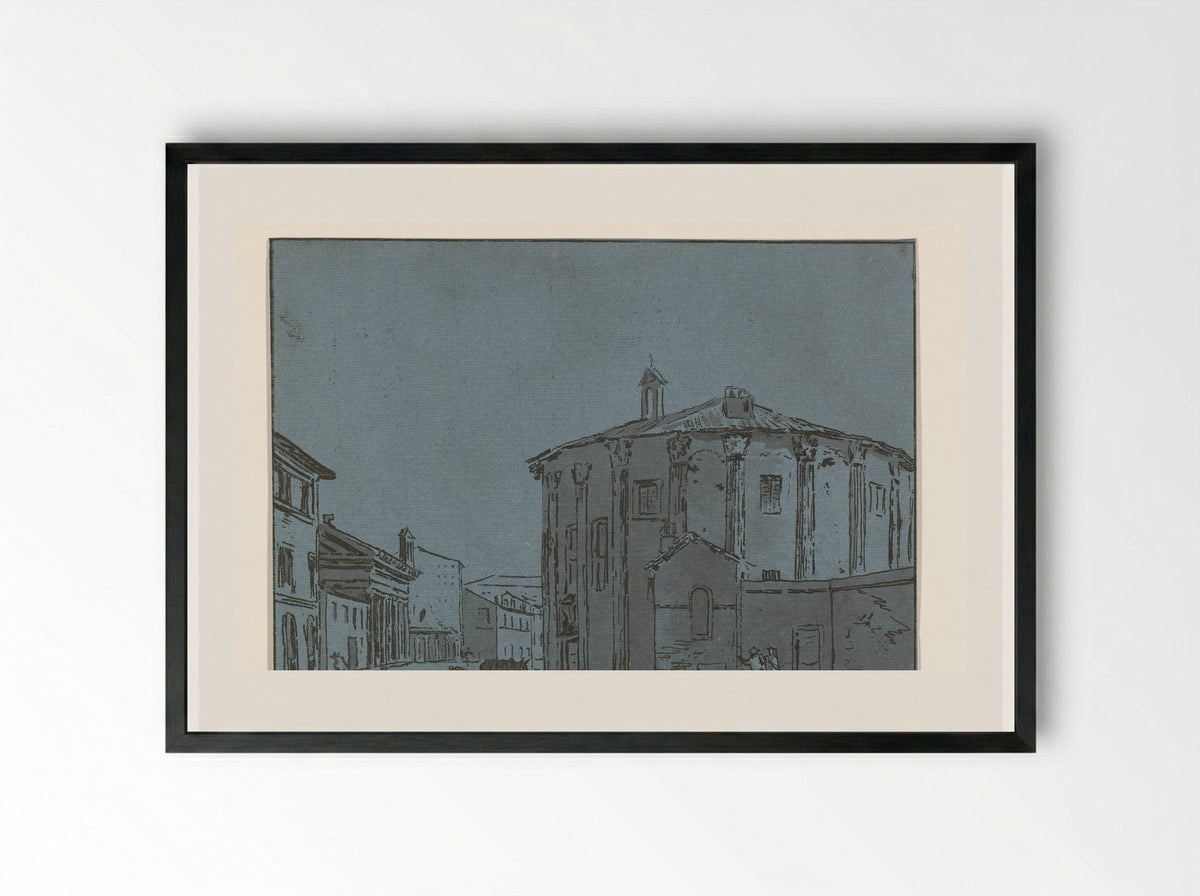 Tempel van Hercules Invictus, Rome - Hermanus Fock - Framed Print Black