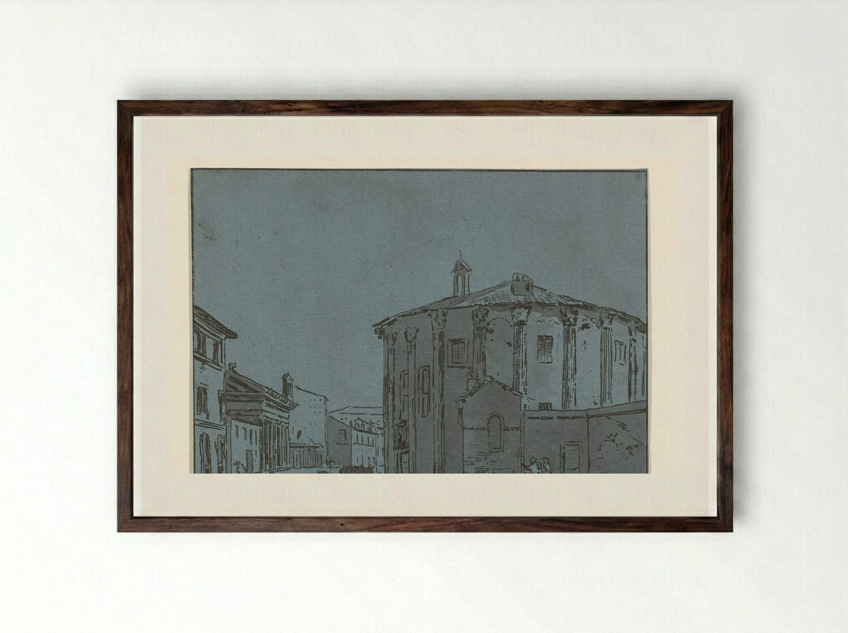 Tempel van Hercules Invictus, Rome - Hermanus Fock - Framed Print Dark Wood