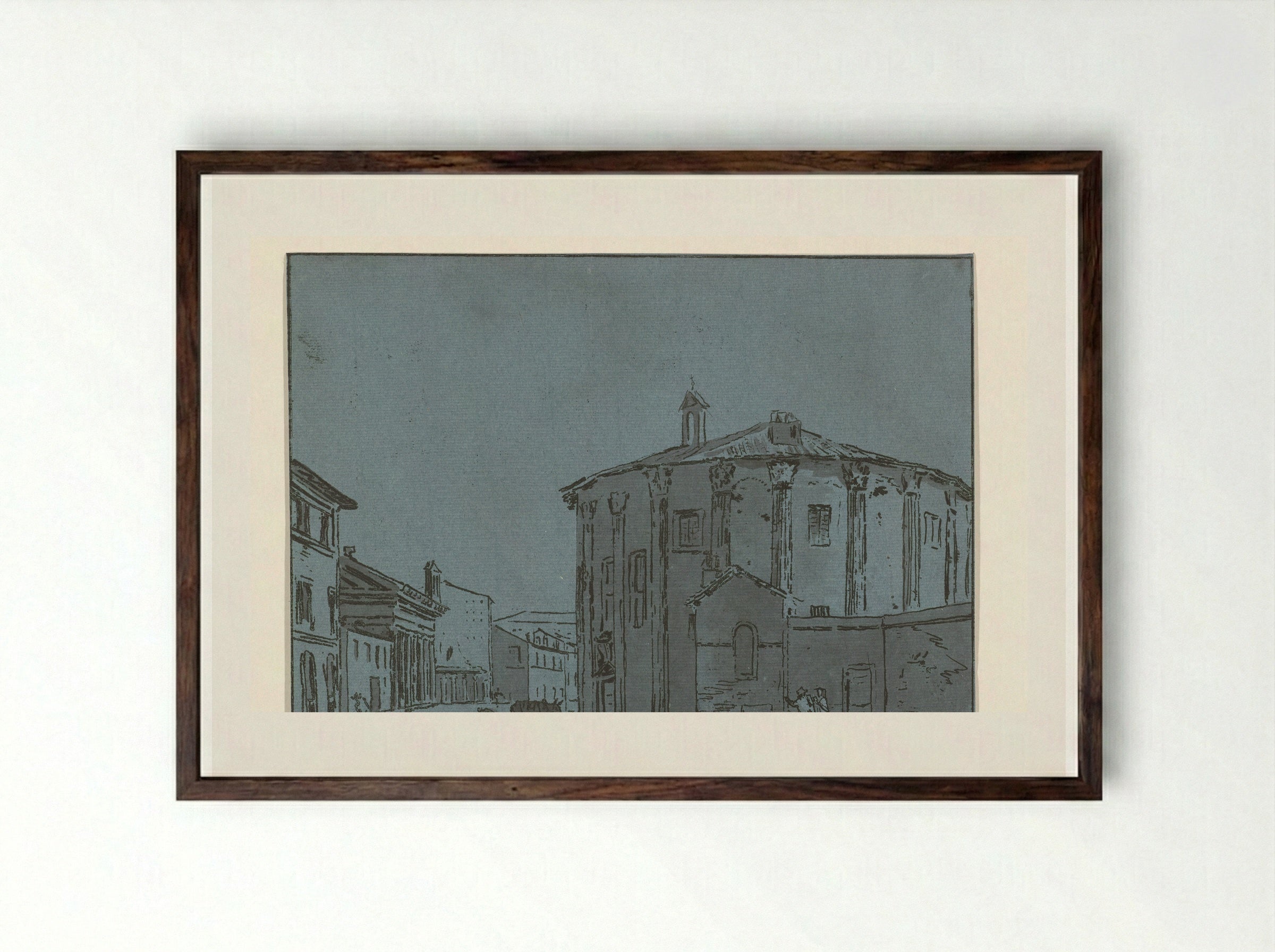 Tempel van Hercules Invictus, Rome - Hermanus Fock - Framed Print Dark Wood