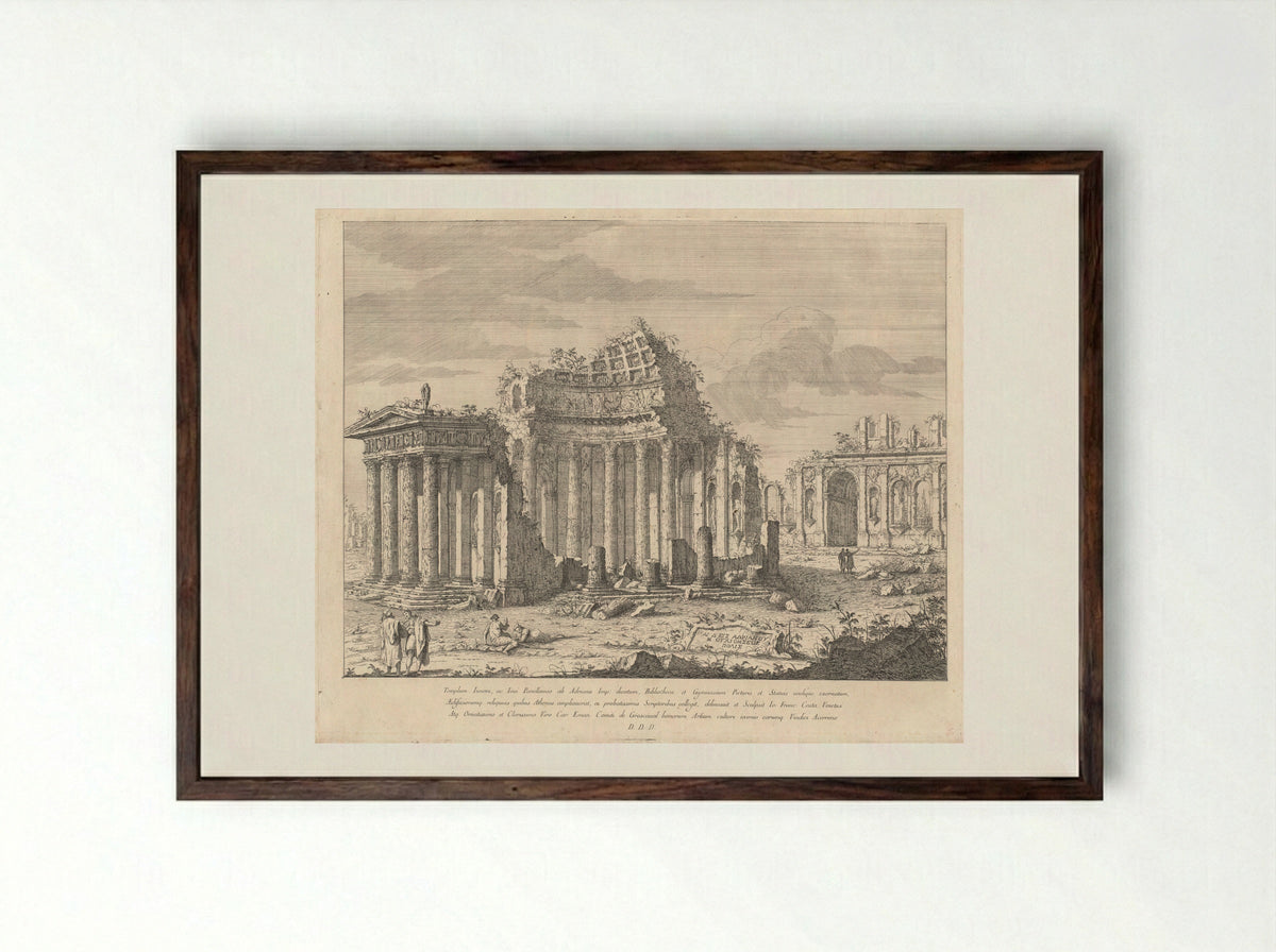 Tempel van Juno en Jupiter - Giovanni Francesco Costa - Framed Print Dark Wood