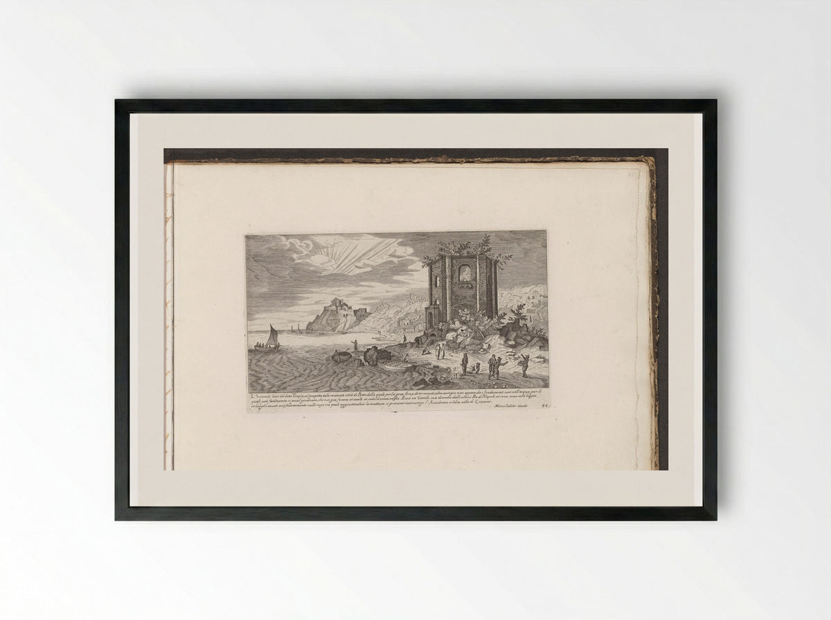 Tempel van Venus bij Baia - Giovanni Giacomo de' Rossi - Framed Print Black