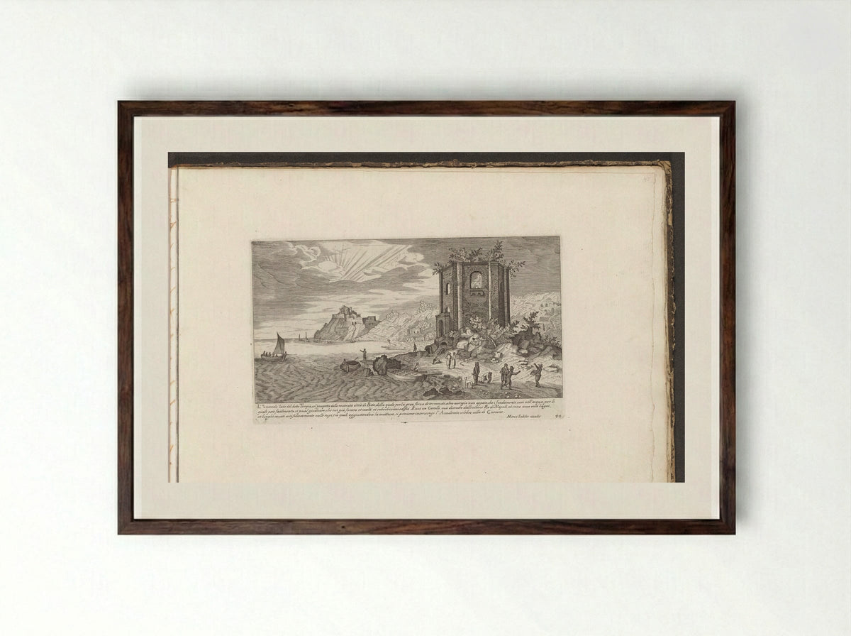 Tempel van Venus bij Baia - Giovanni Giacomo de' Rossi - Framed Print Dark Wood