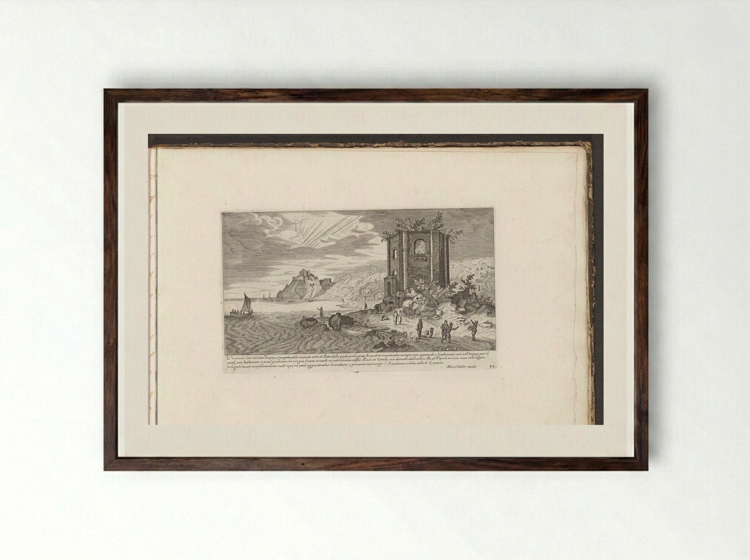Tempel van Venus bij Baia - Giovanni Giacomo de' Rossi - Framed Print Dark Wood