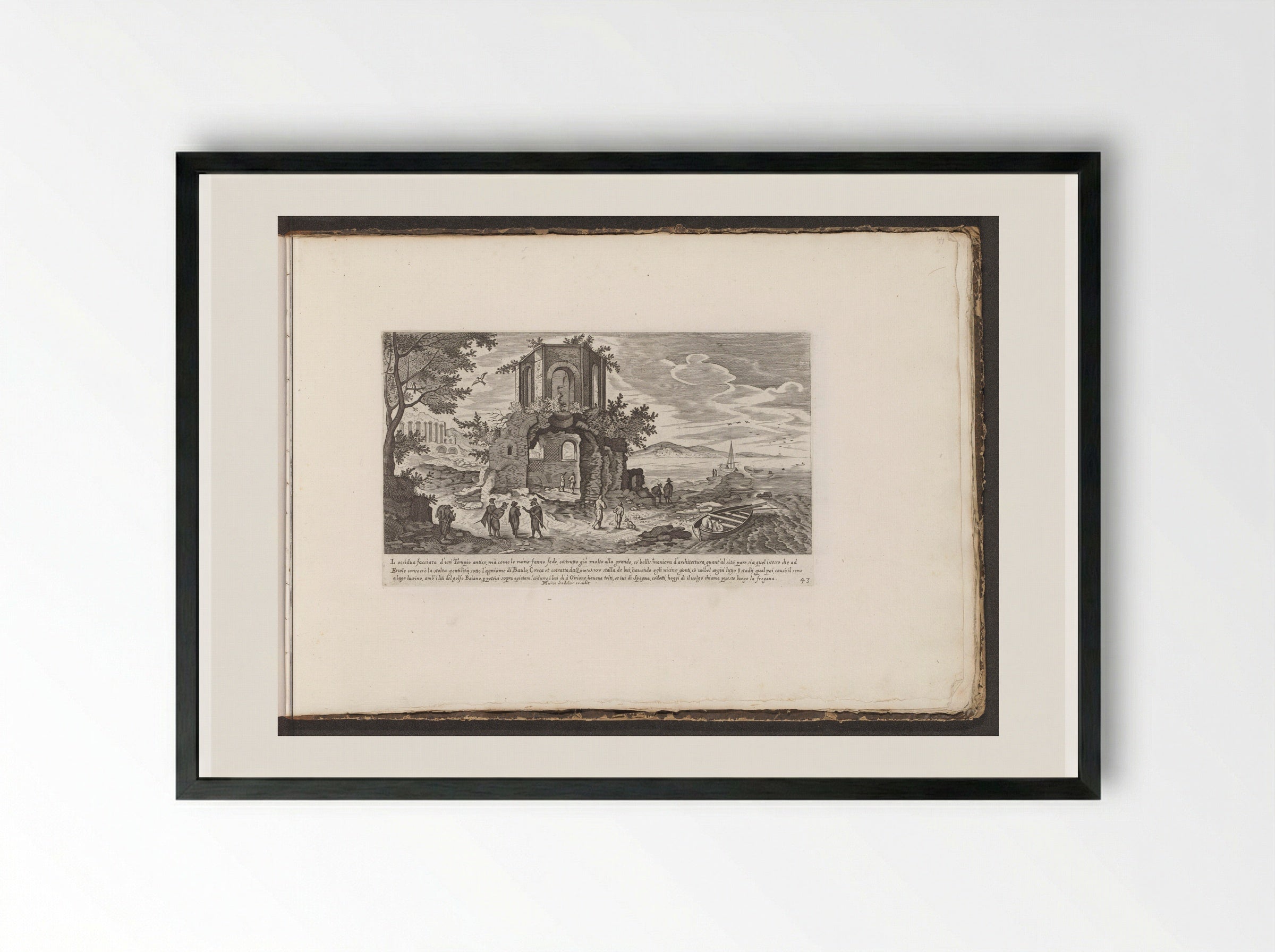 Tempel van Venus of Diana bij Baia - Giovanni Giacomo de' Rossi - Framed Print Black