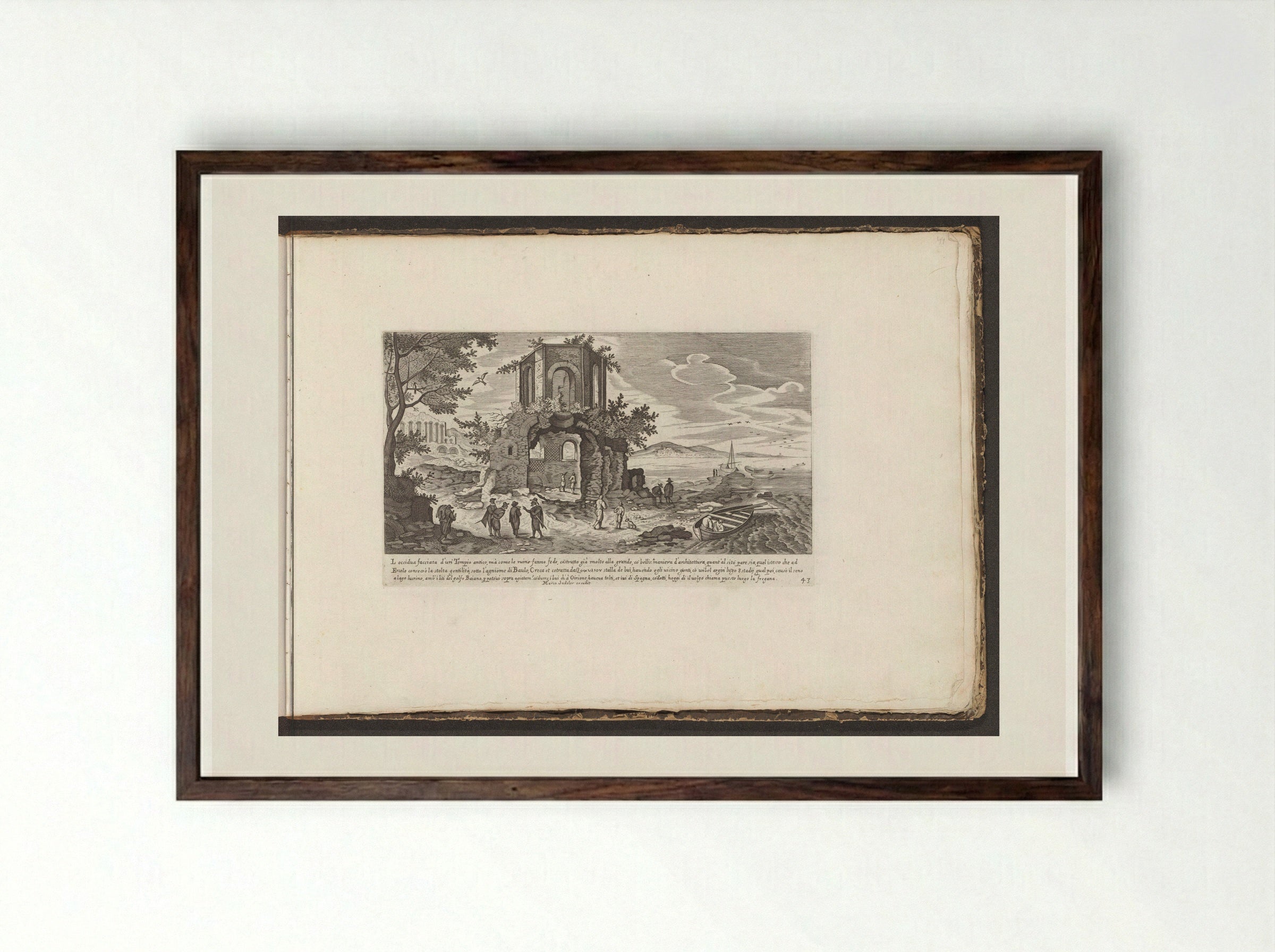 Tempel van Venus of Diana bij Baia - Giovanni Giacomo de' Rossi - Framed Print Dark Wood