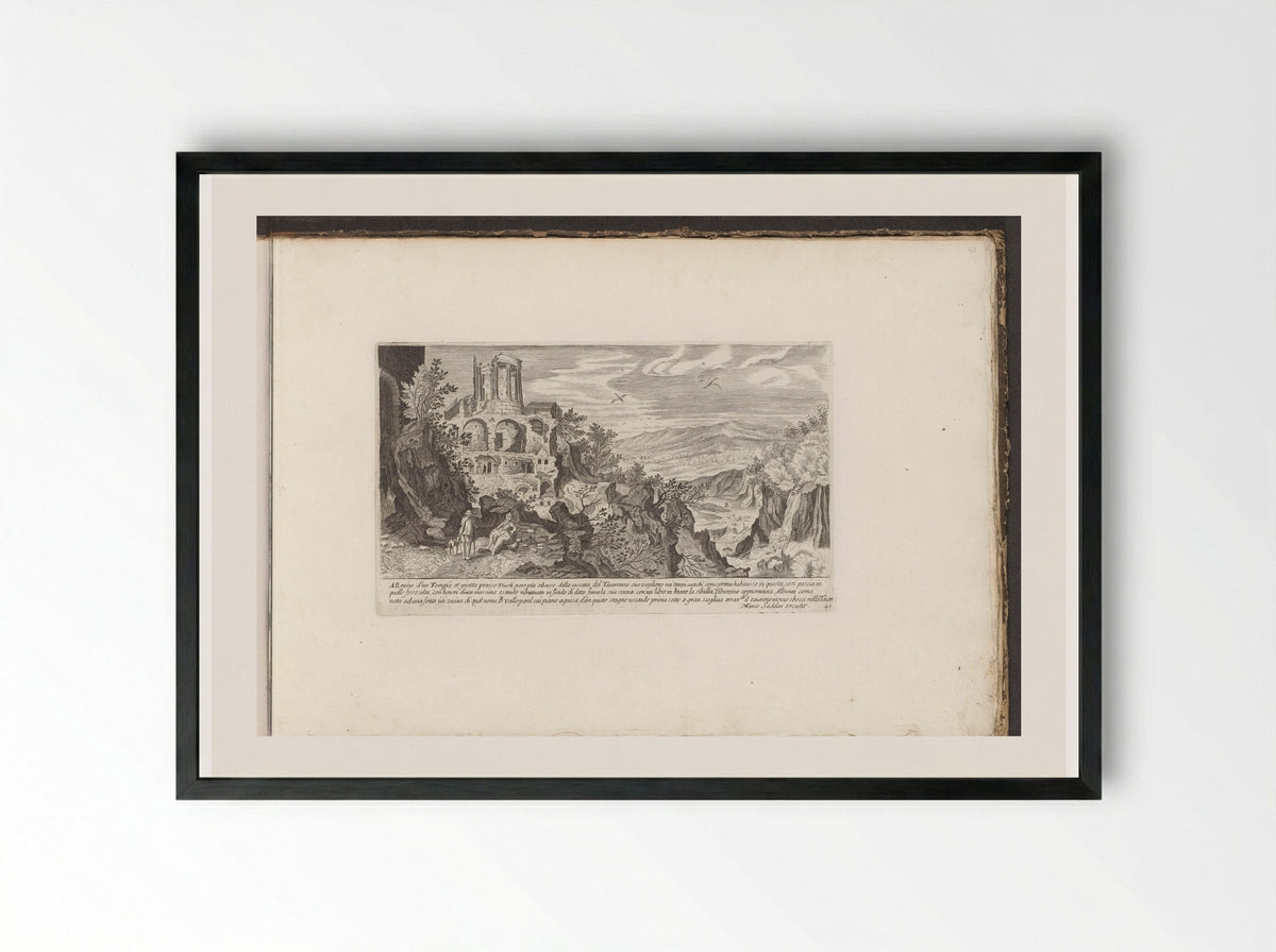Tempel van de Sibylle te Tivoli - Giovanni Giacomo de' Rossi - Framed Print Black