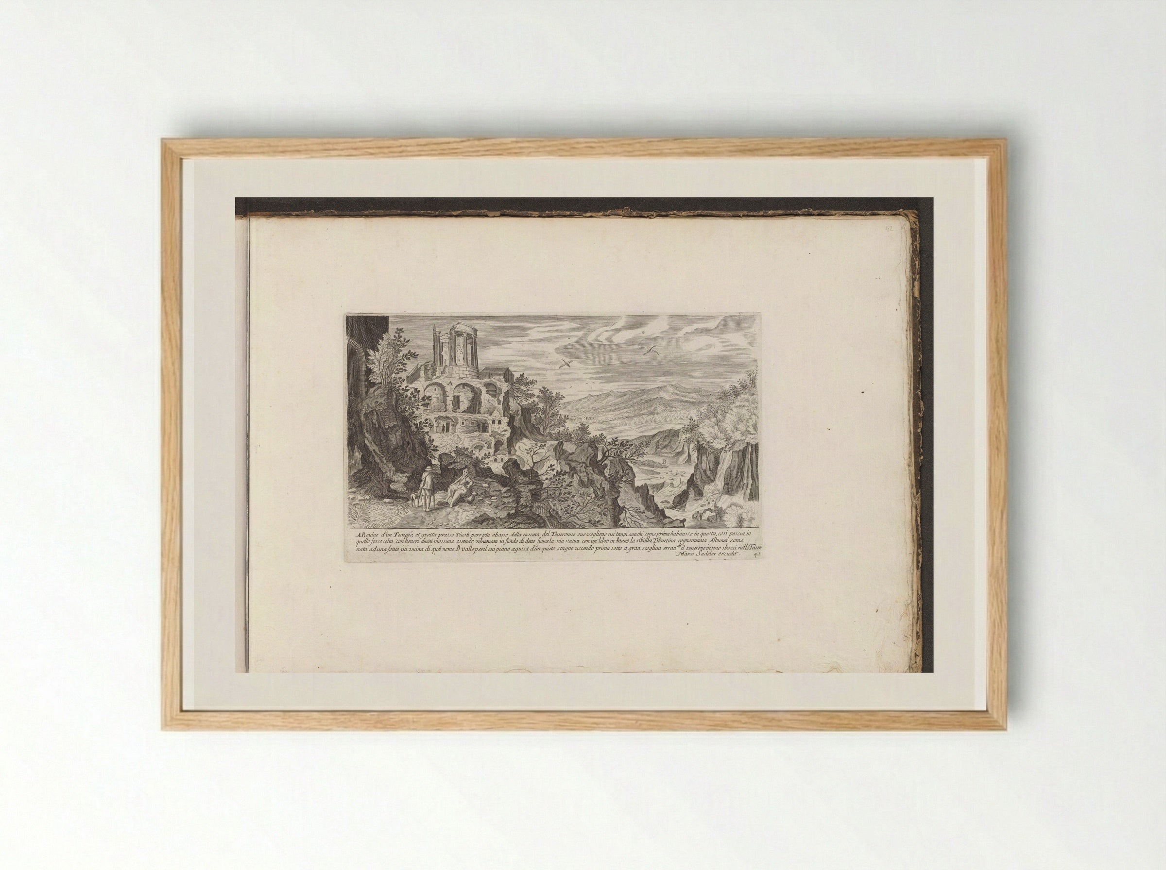 Tempel van de Sibylle te Tivoli - Giovanni Giacomo de' Rossi - Framed Print Wood
