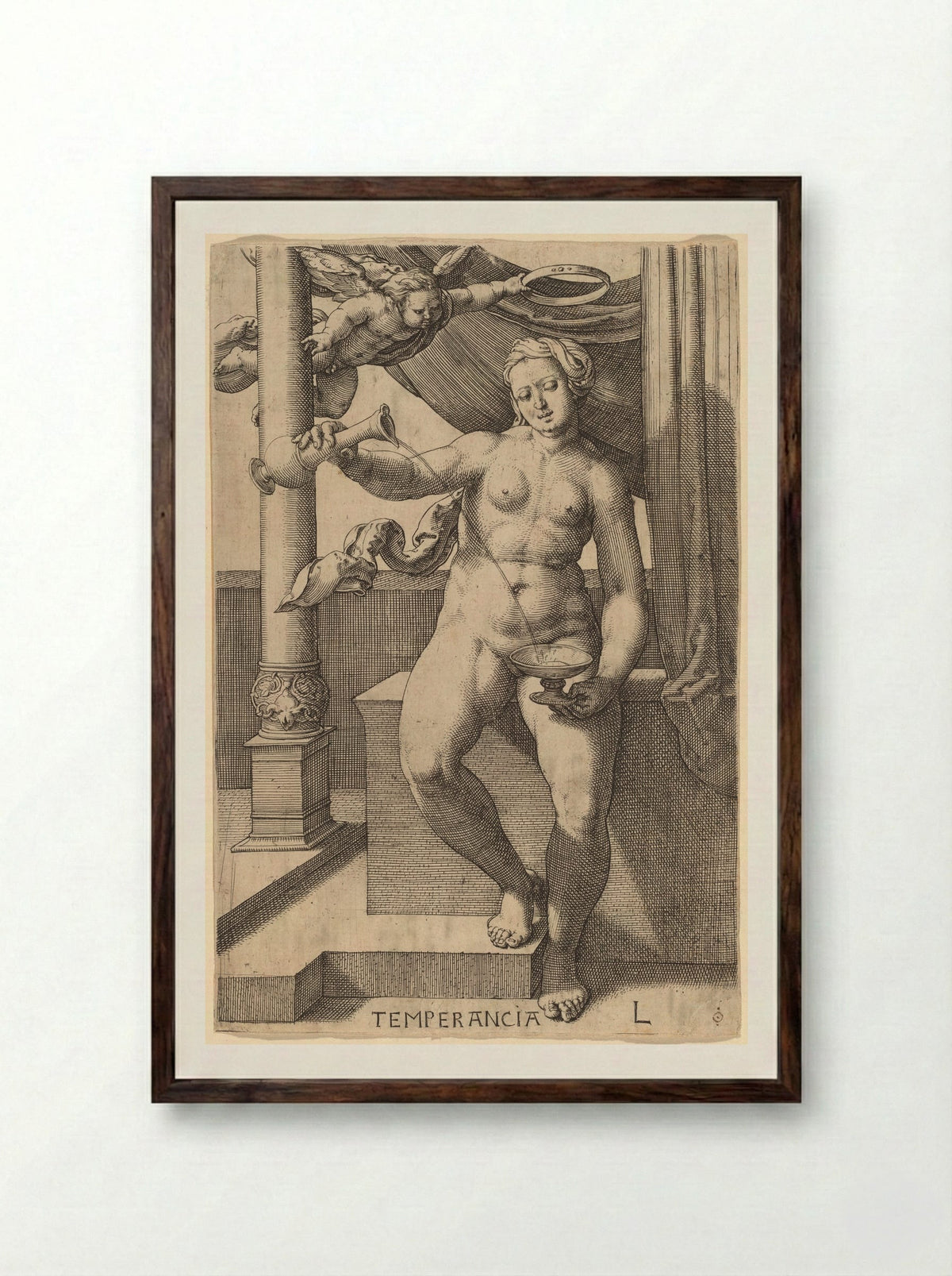 Temperance - Lucas van Leyden - Framed Print Dark Wood