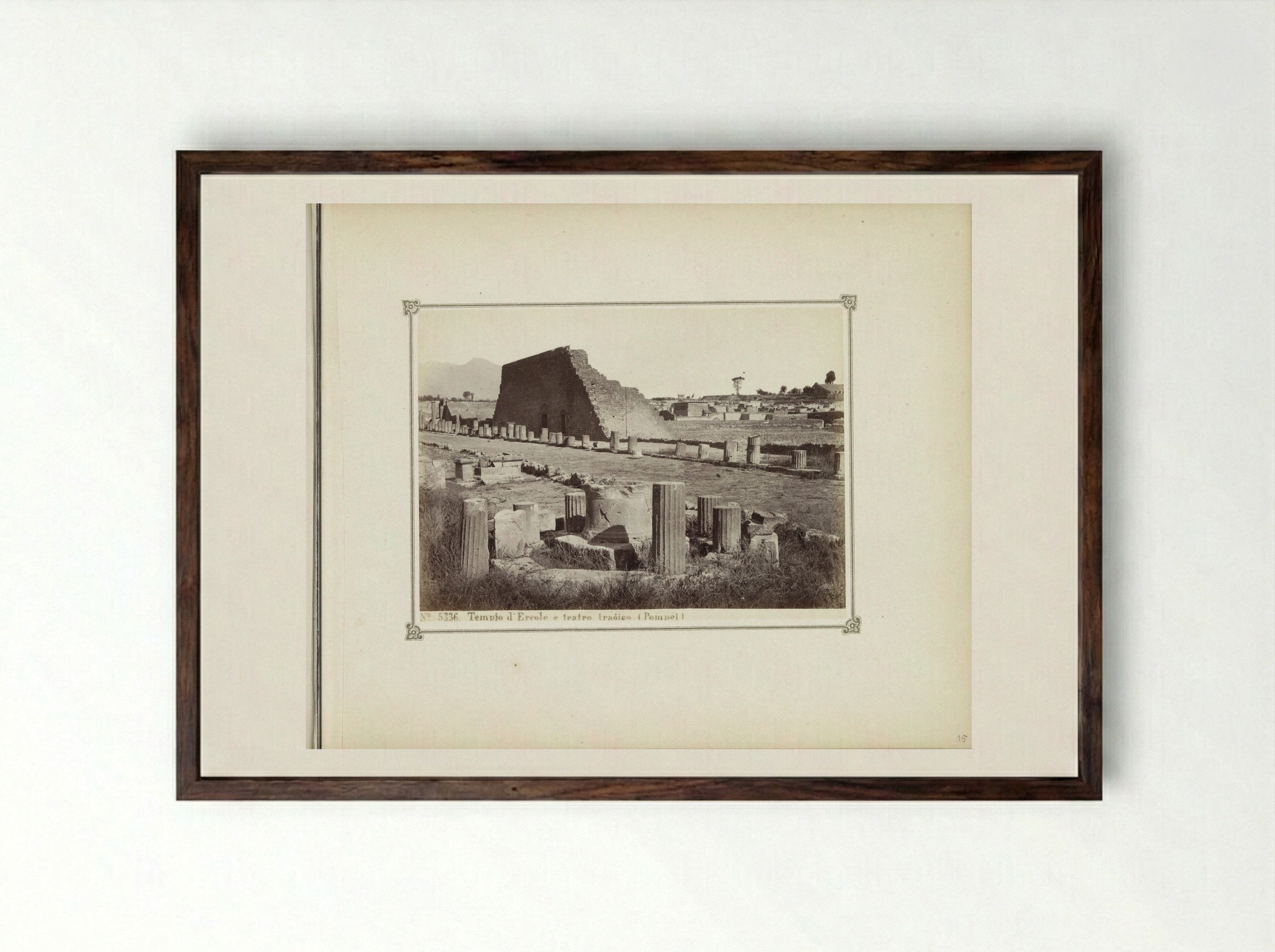 Tempio d'Ercole e teatro tragico (Pompeii) - Giorgio Sommer - Framed Print Dark Wood