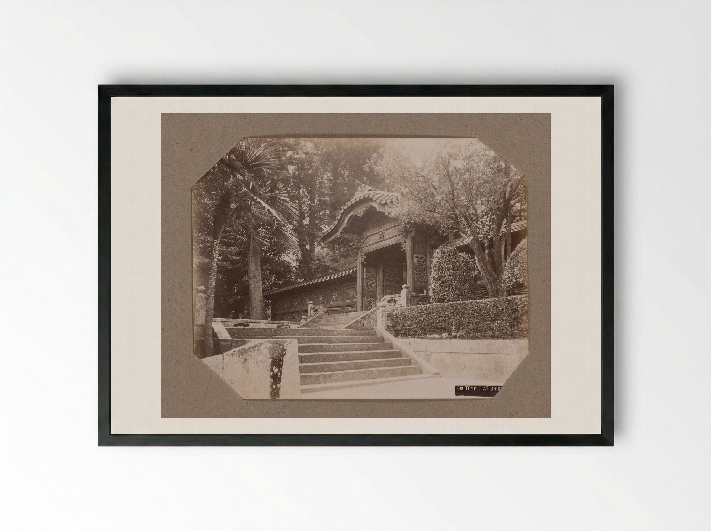 Temple at Shiba, Tokyo - Kusakabe Kimbei - Framed Print Black