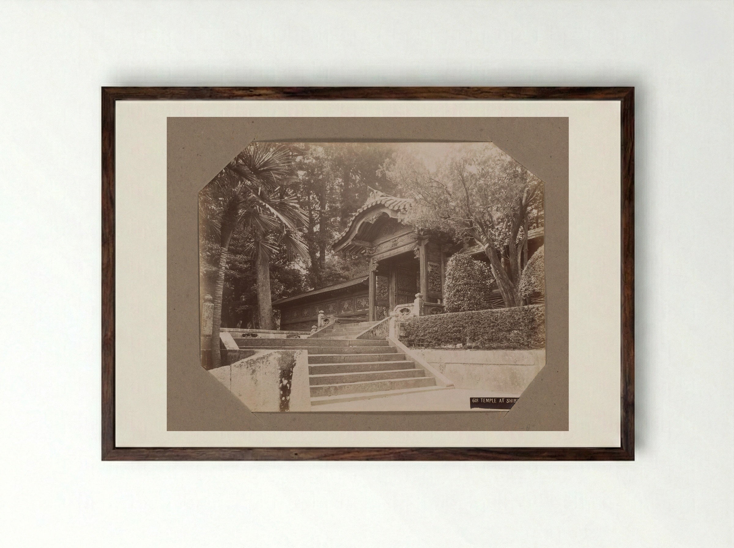 Temple at Shiba, Tokyo - Kusakabe Kimbei - Framed Print Dark Wood