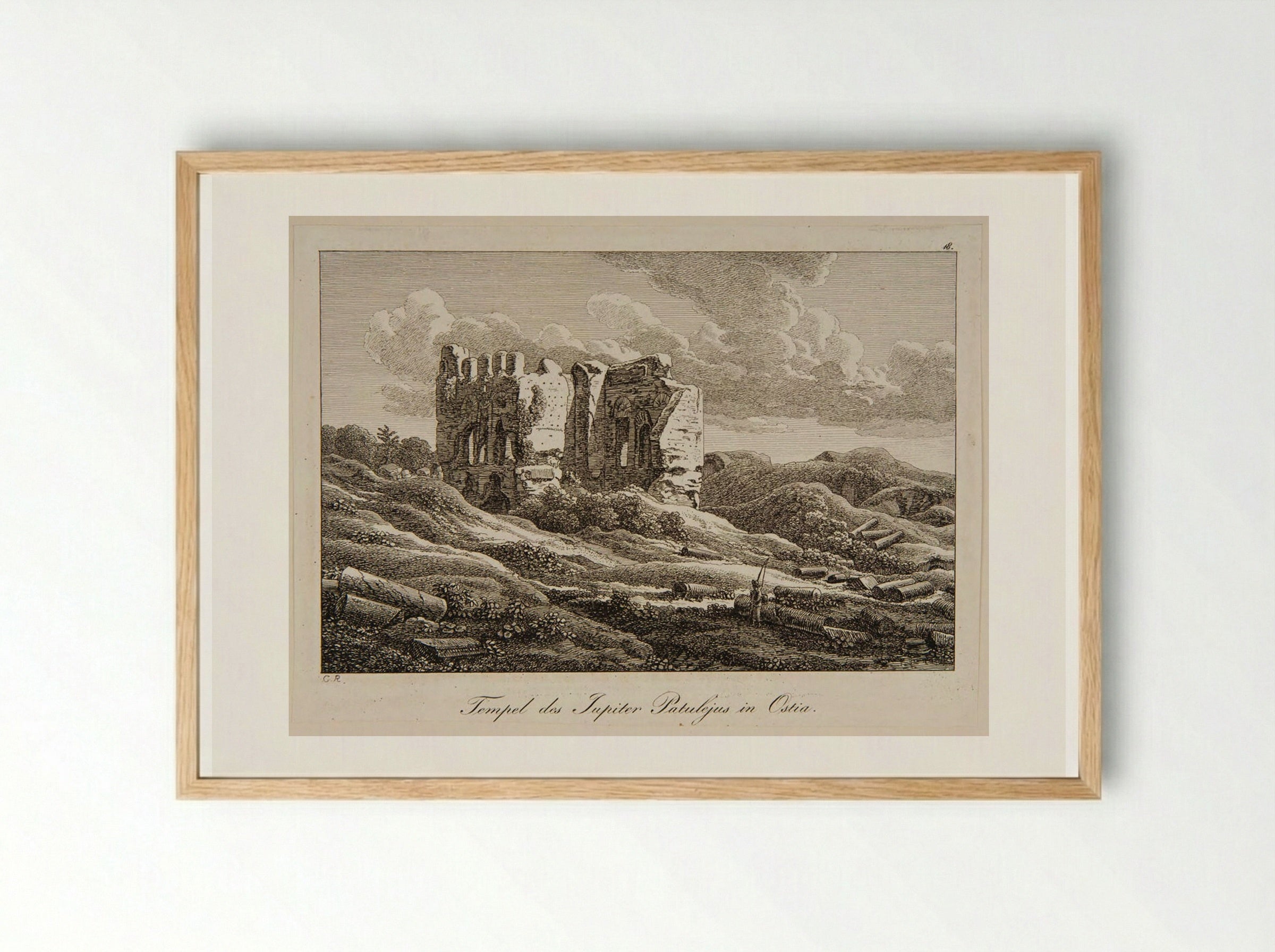 Temple of Jupiter Patulejus in Ostia - Johann Christian Reinhart - Framed Print Wood