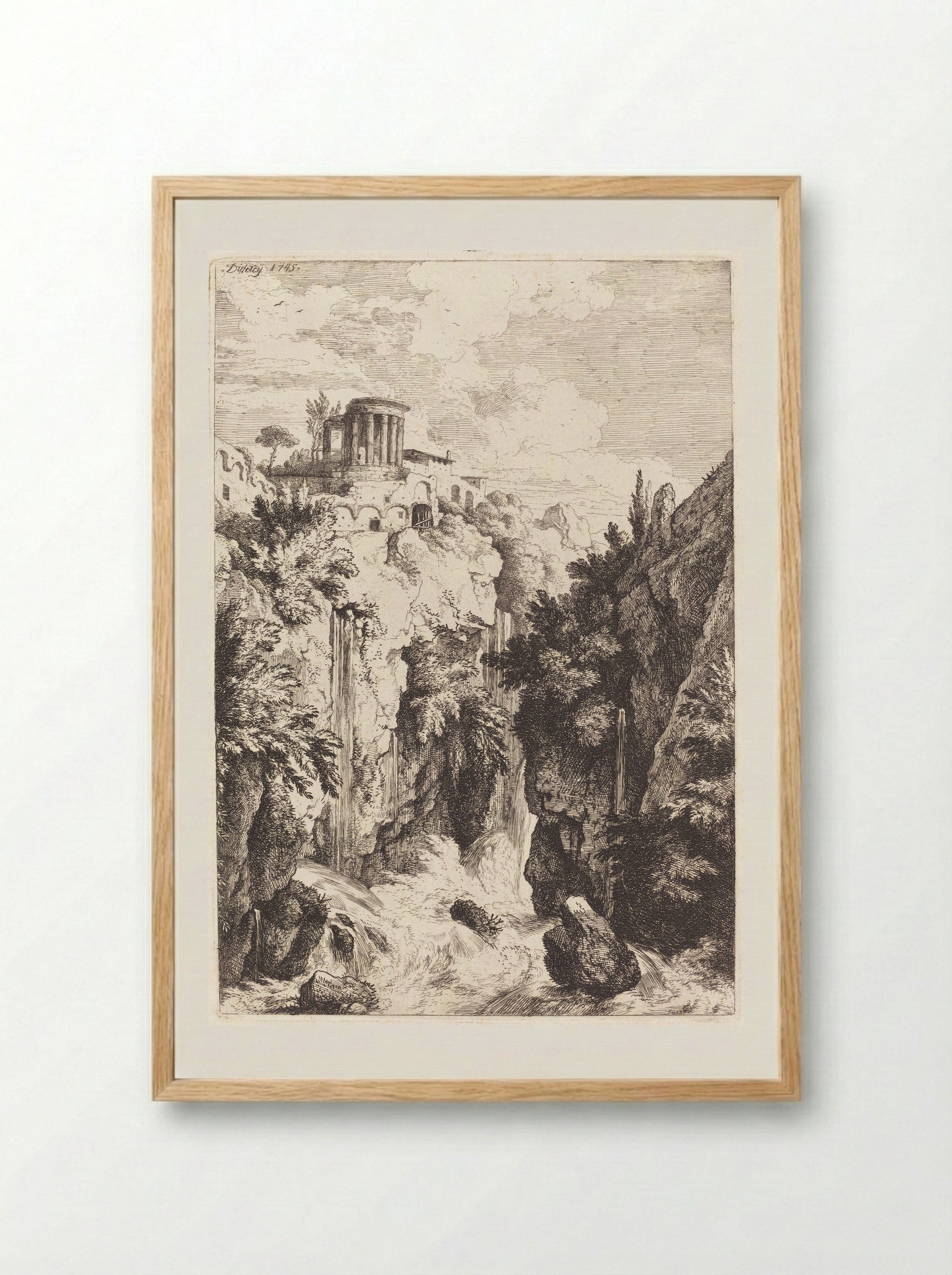 Temple of the Sibyl at Tivoli - Christian Wilhelm Ernst Dietrich - Framed Print Wood