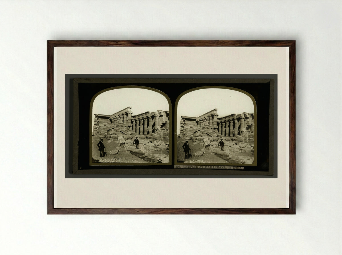 Temples at Maharraka, in Nubia - Francis Frith - Framed Print Dark Wood
